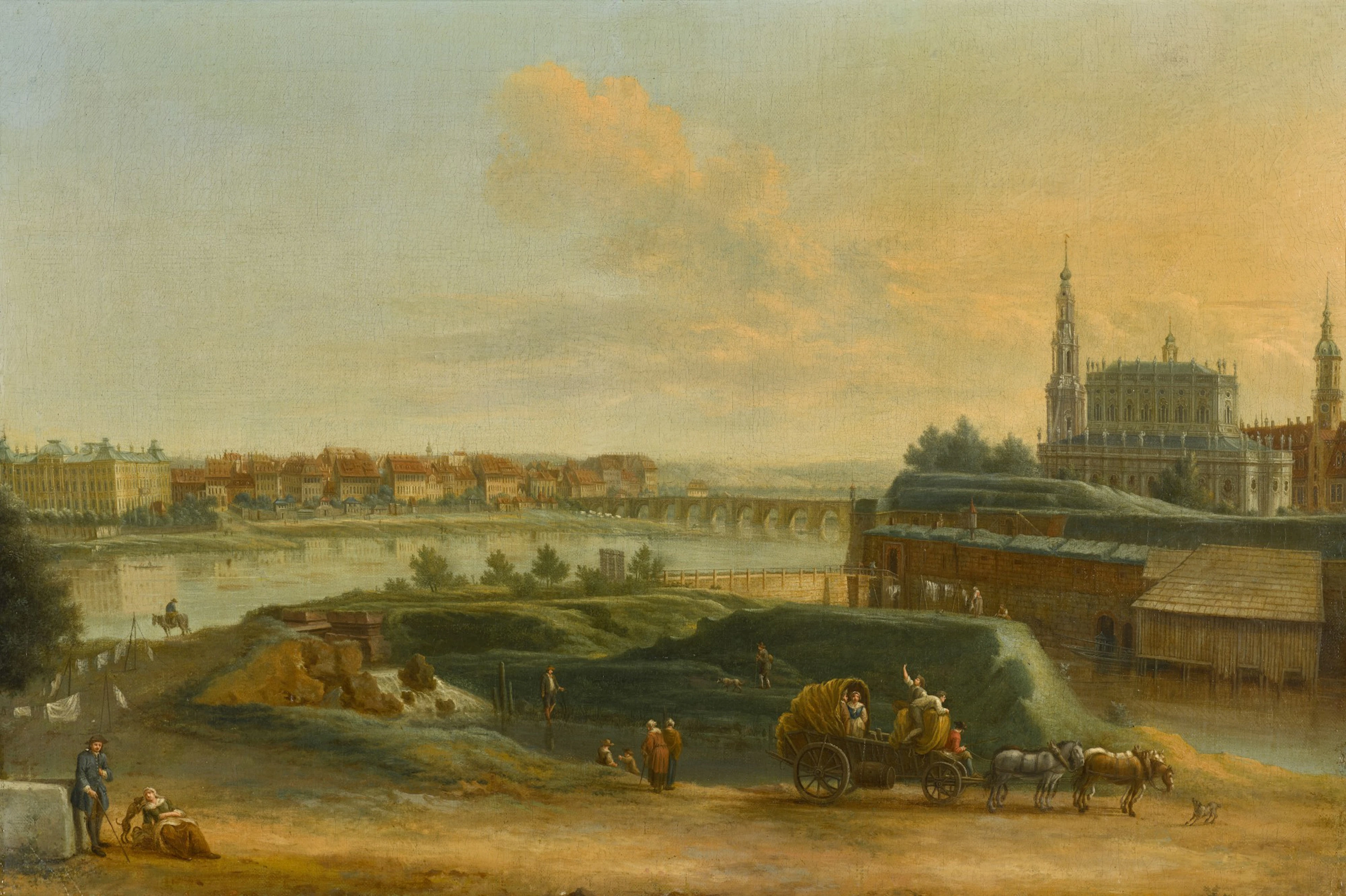 Dresden, a view from the left bank of the Elbe with the...