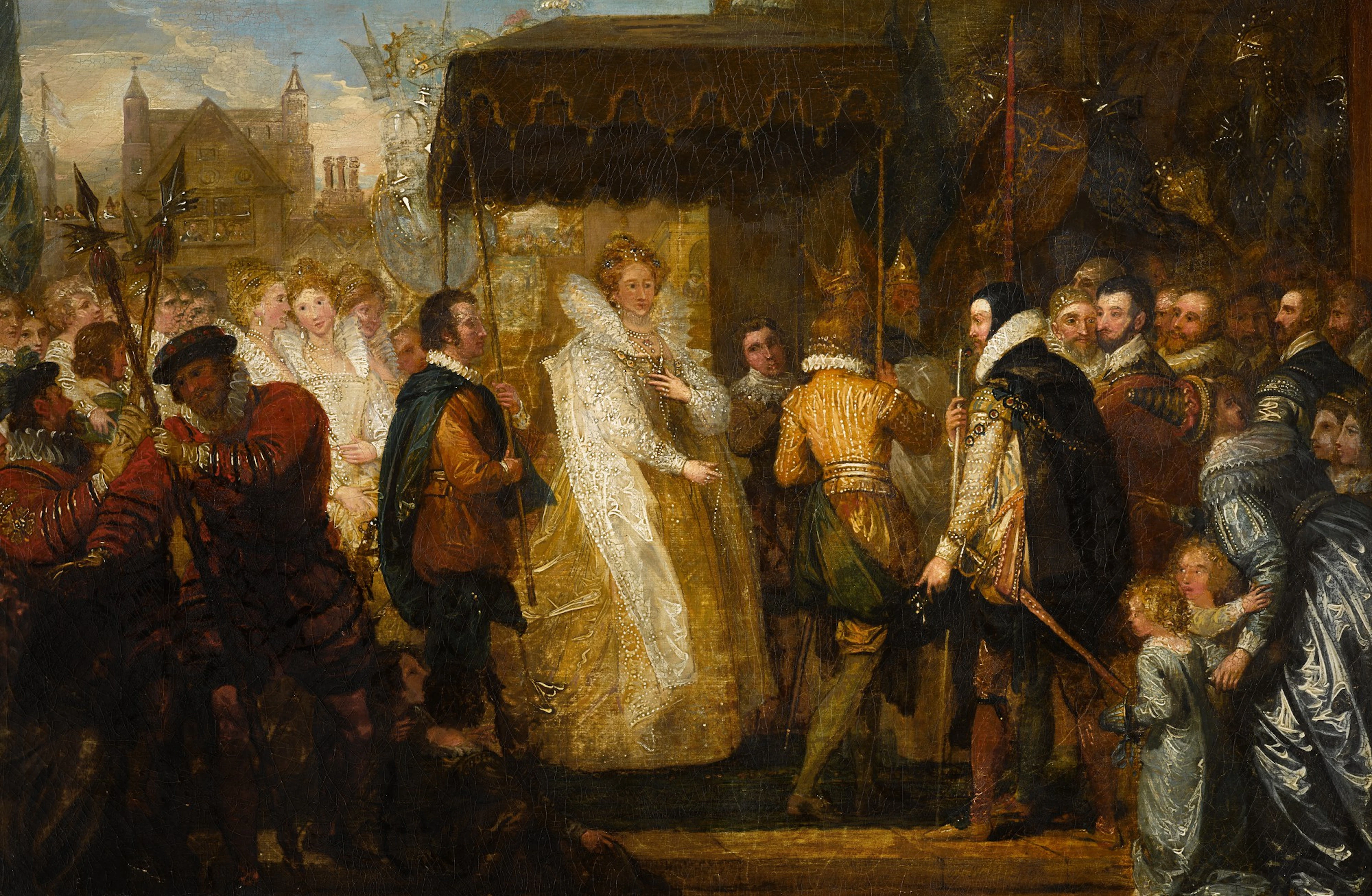 Queen Elizabeth going in procession to Saint Paul's...