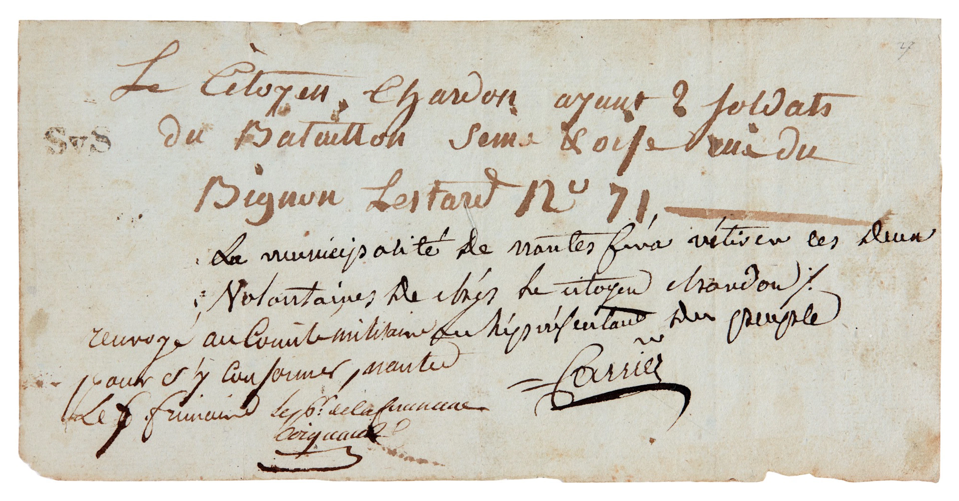 Jean Baptiste Carrier | Document signed