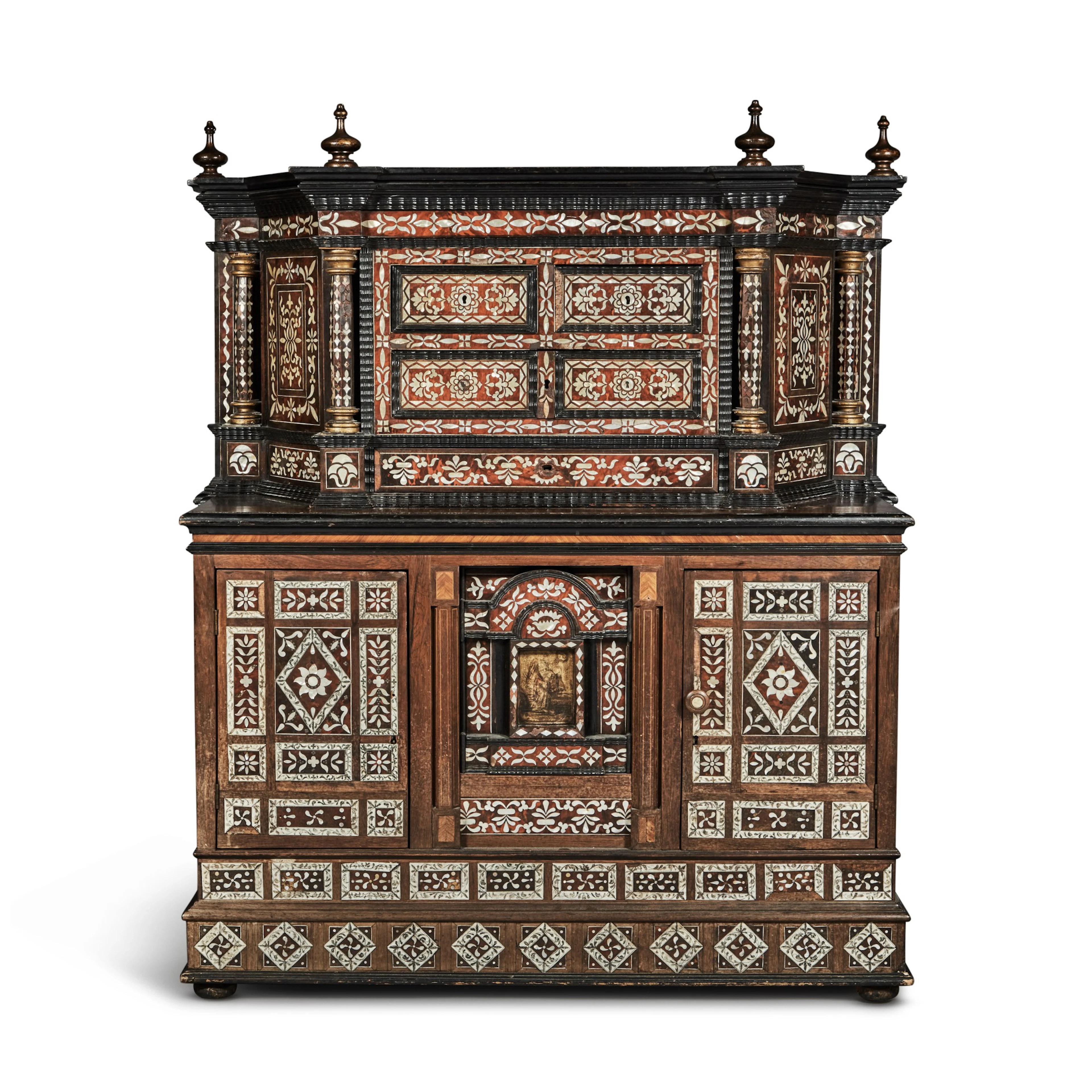 A Spanish Colonial Mueble Enconchado Inlaid with...