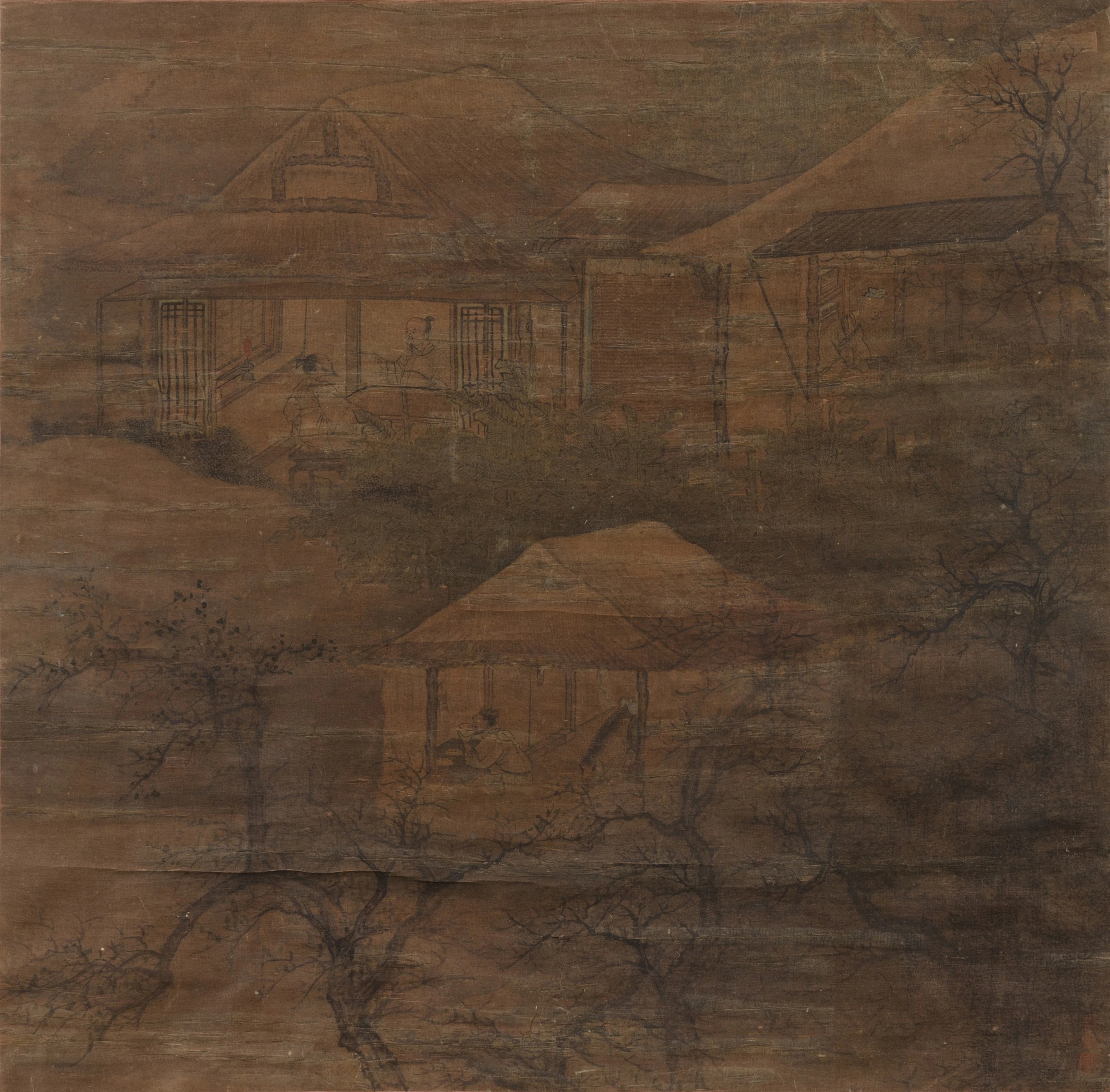 Anonymous Scholars gathering in a pavilion, Qing dynasty | 清 無款 庭園人物故事圖 設色絹本 鏡框