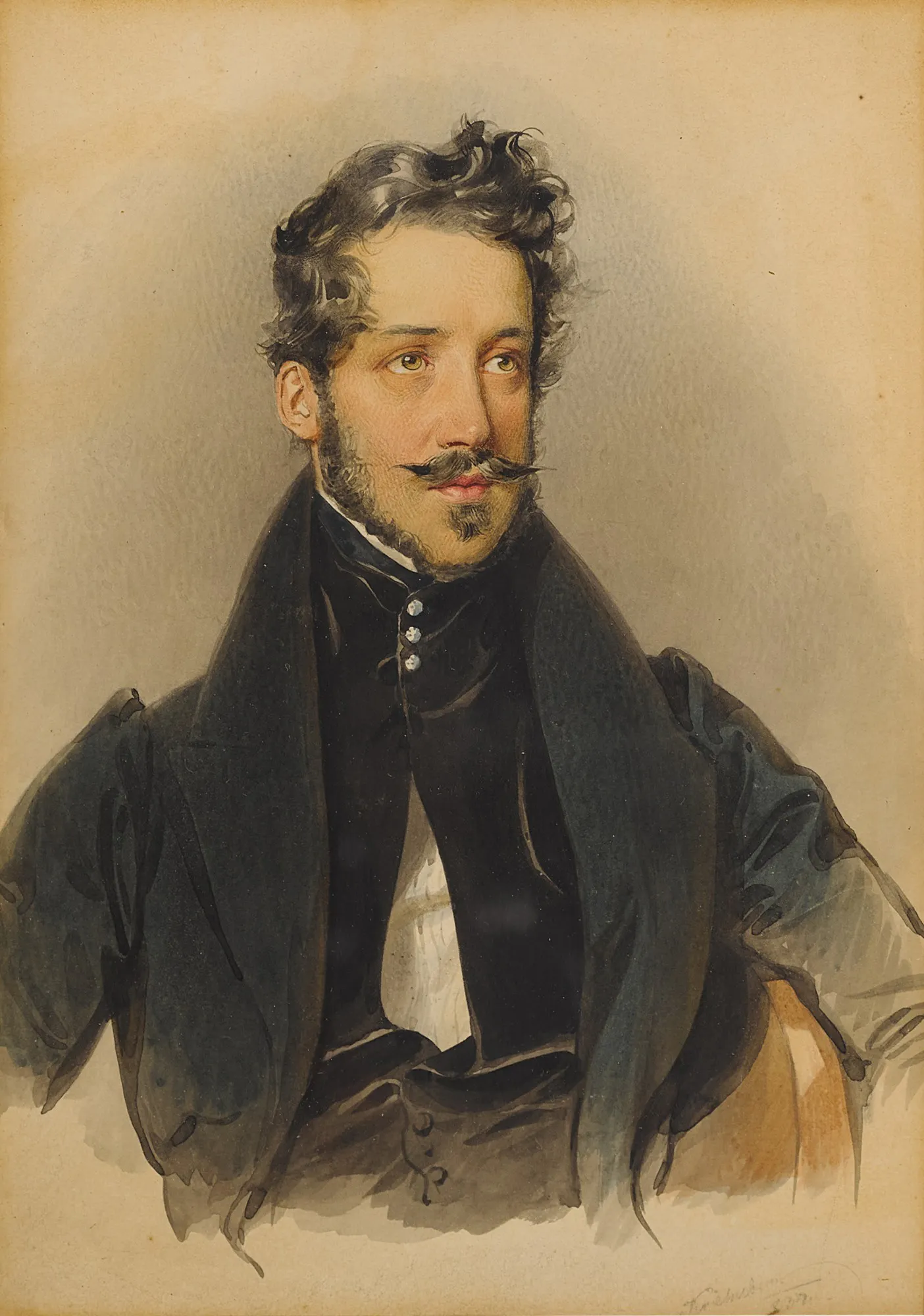 Half length portrait of an elegant young gentleman, traditionally ...