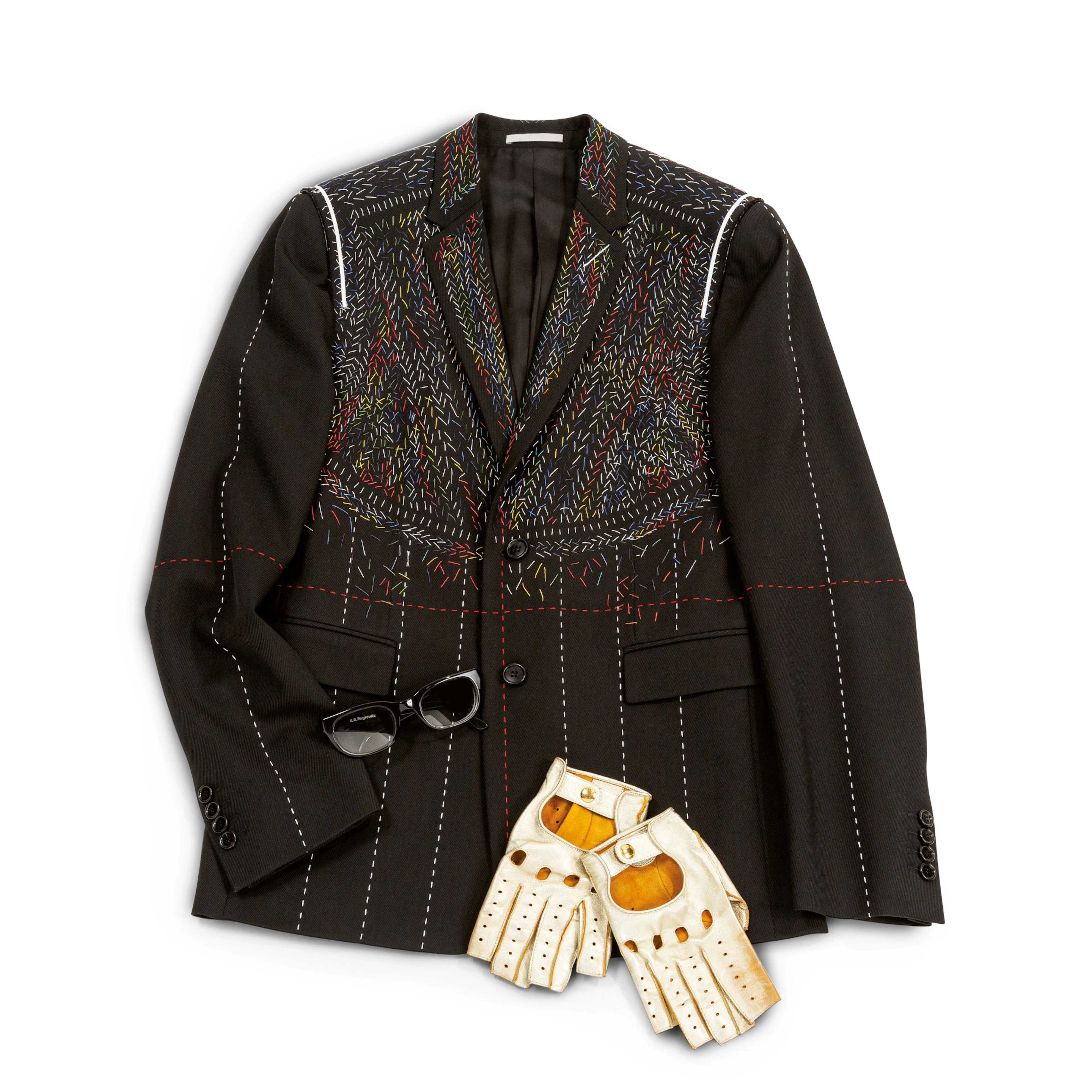 Black and Multicolor Wool Jacket