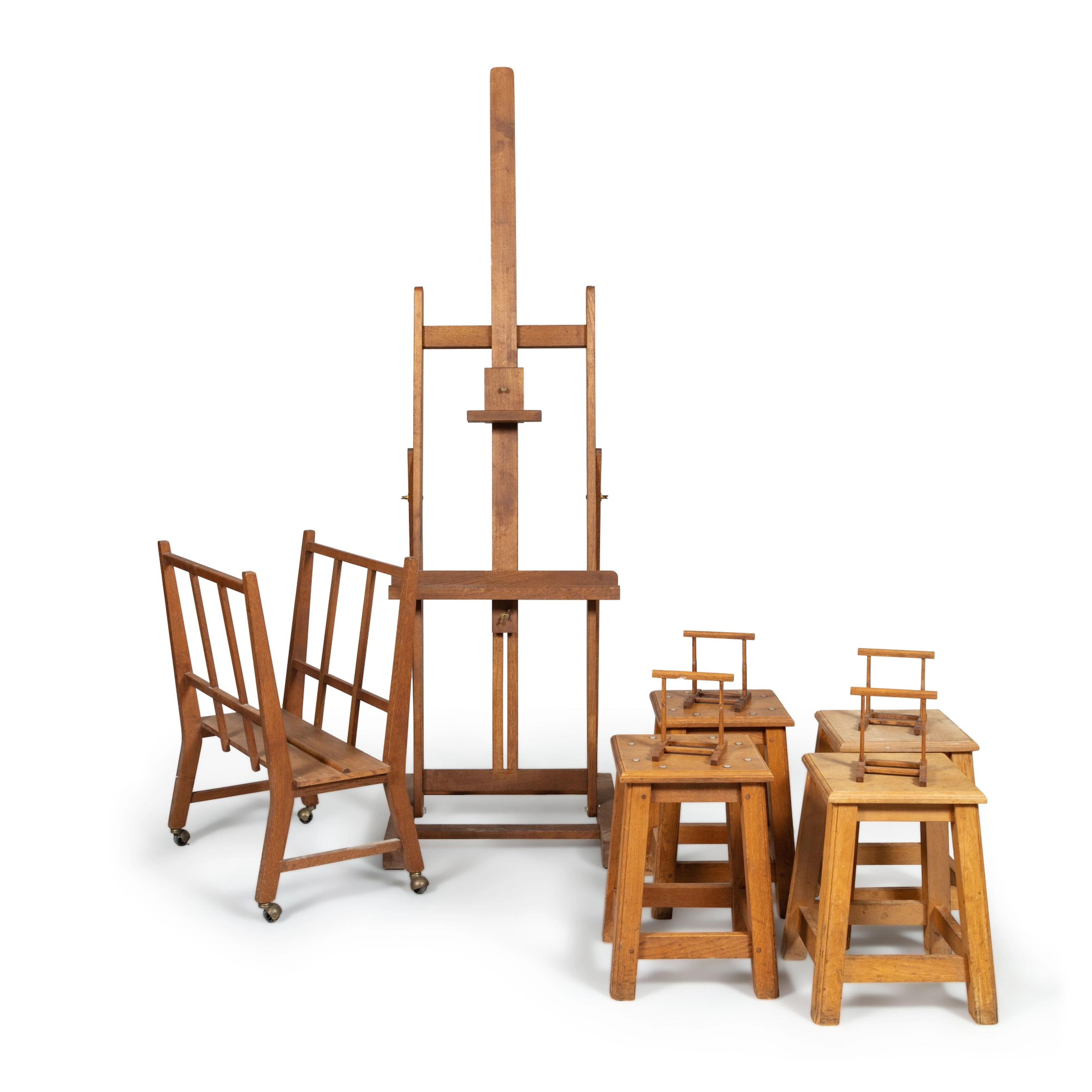 A group of ten various wood artist’s studio accessories