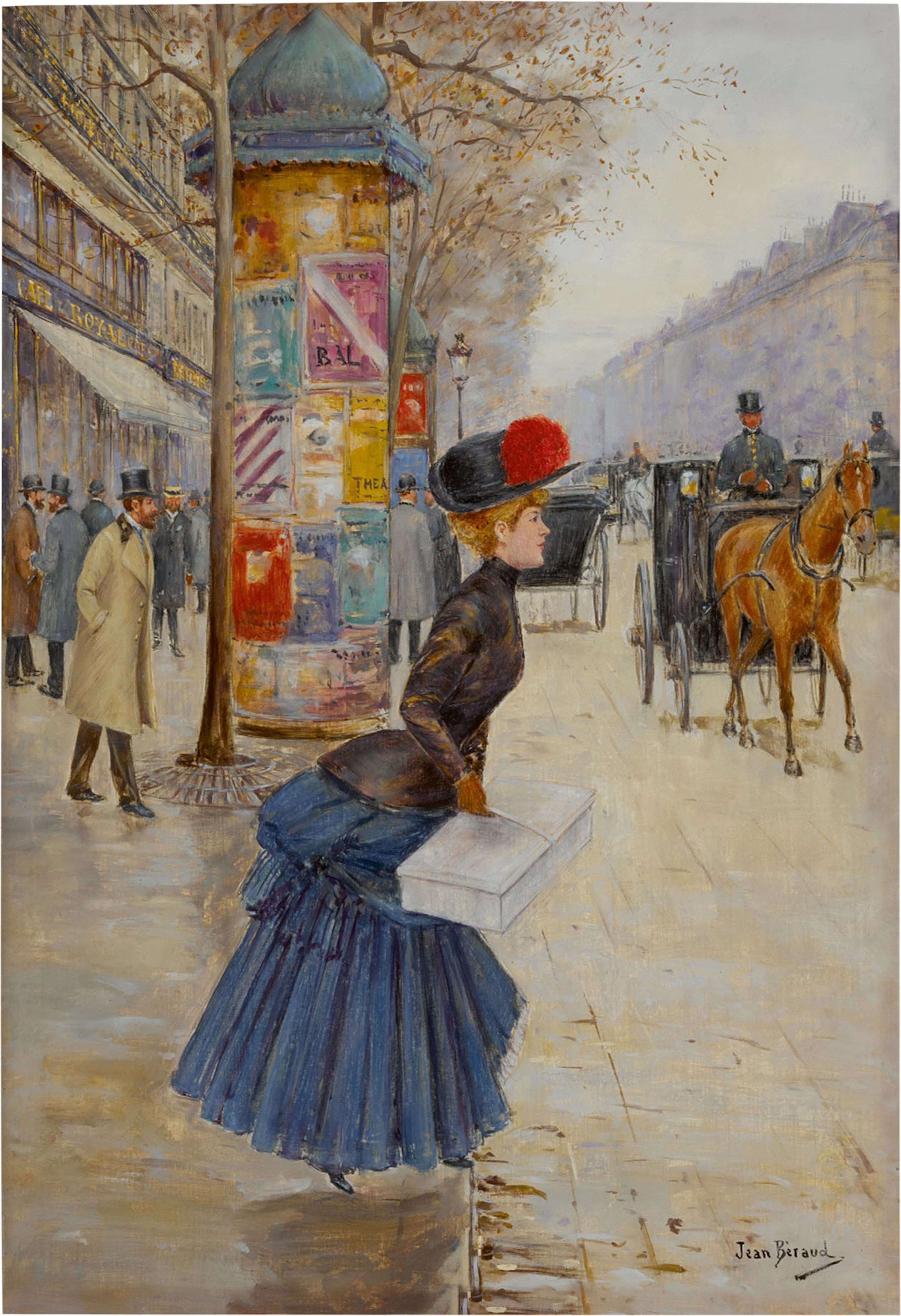 Jeune femme traversant le boulevard