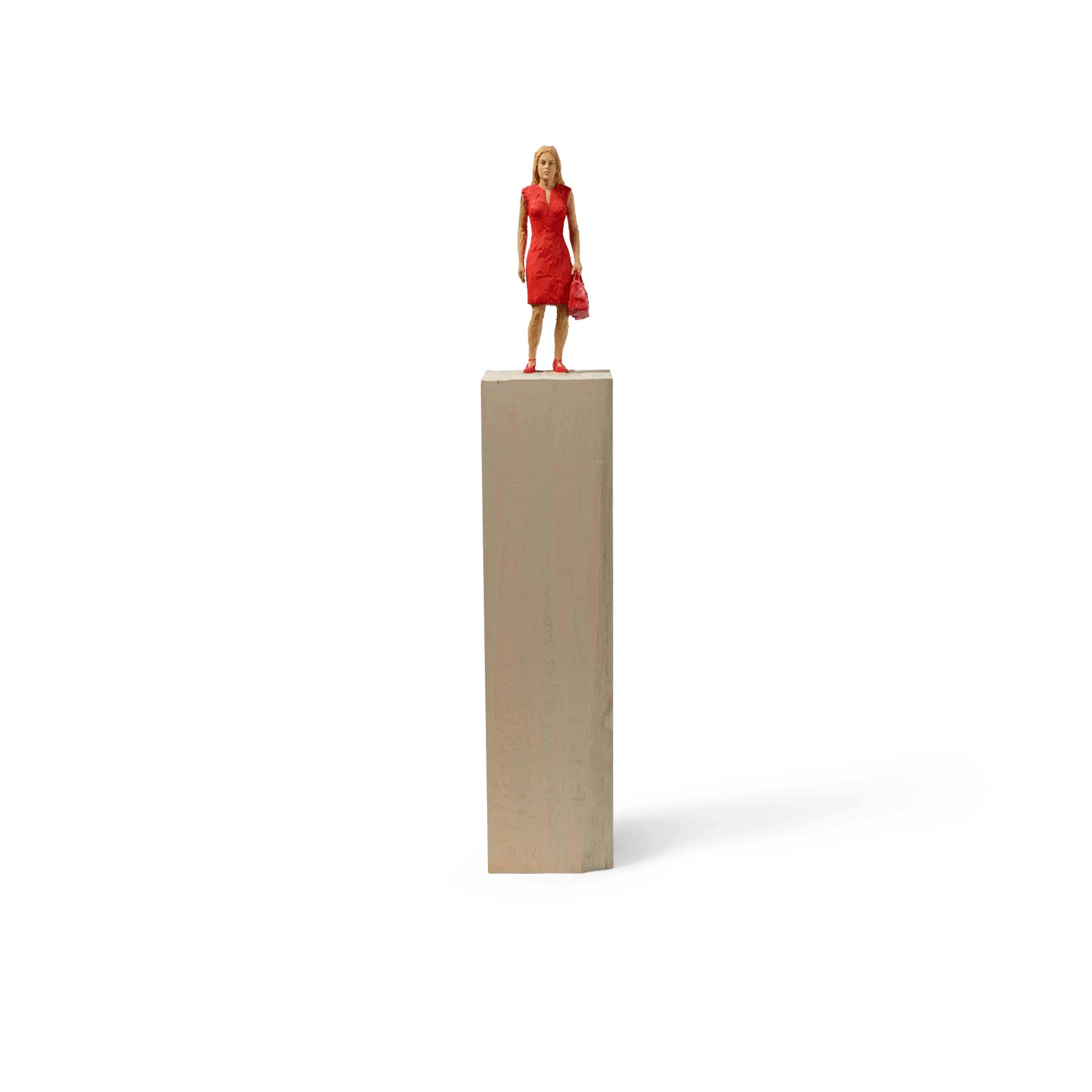 Woman in Red Dress with Red Handbag