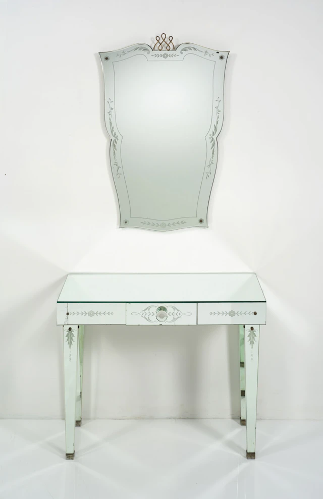 Console with mirror