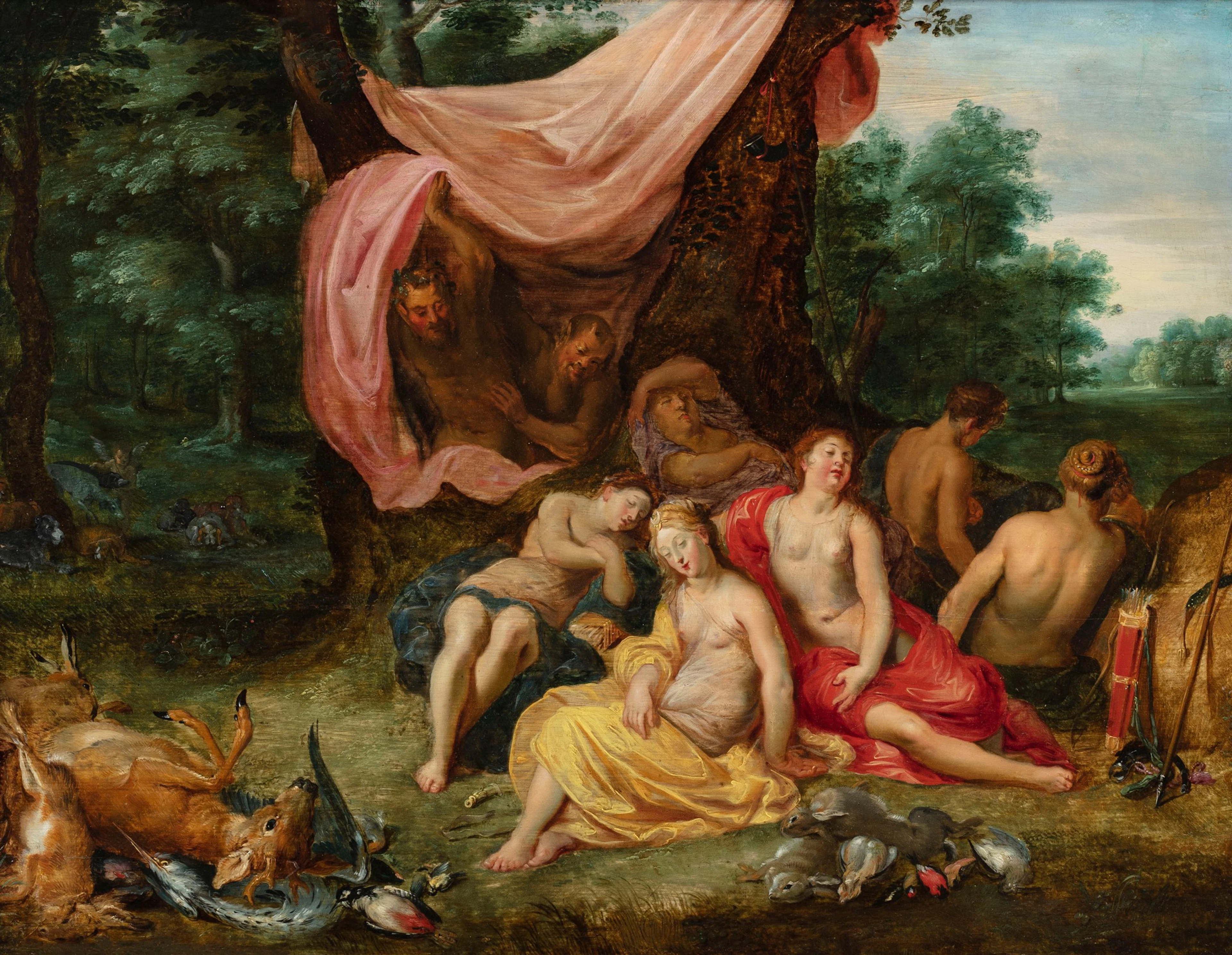Diana and her Nymphs with Satyrs | Diane et ses nymphes entourées de satyres