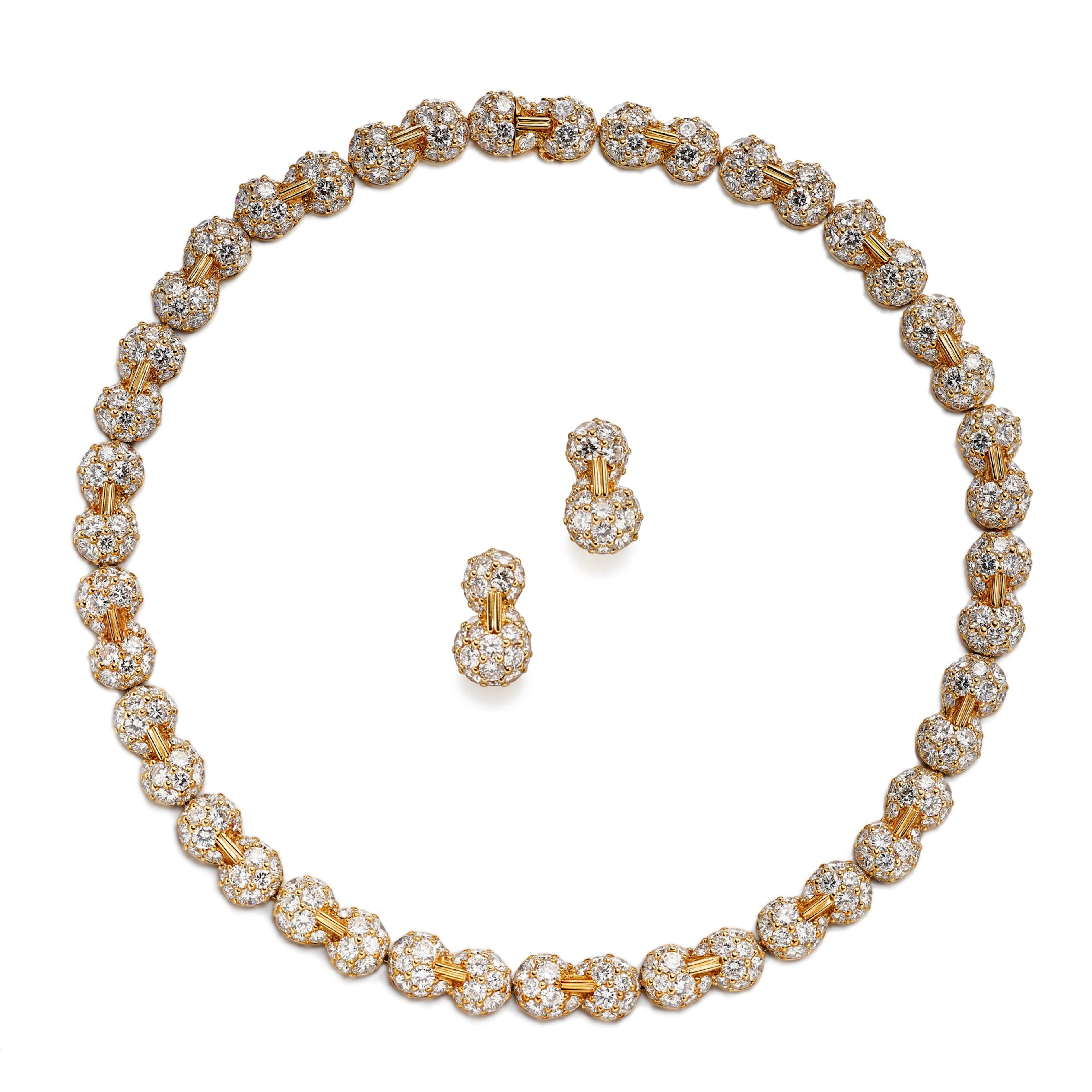 Diamond Demi Parure 伯爵 | 鑽石 項鏈 及 耳夹 套裝