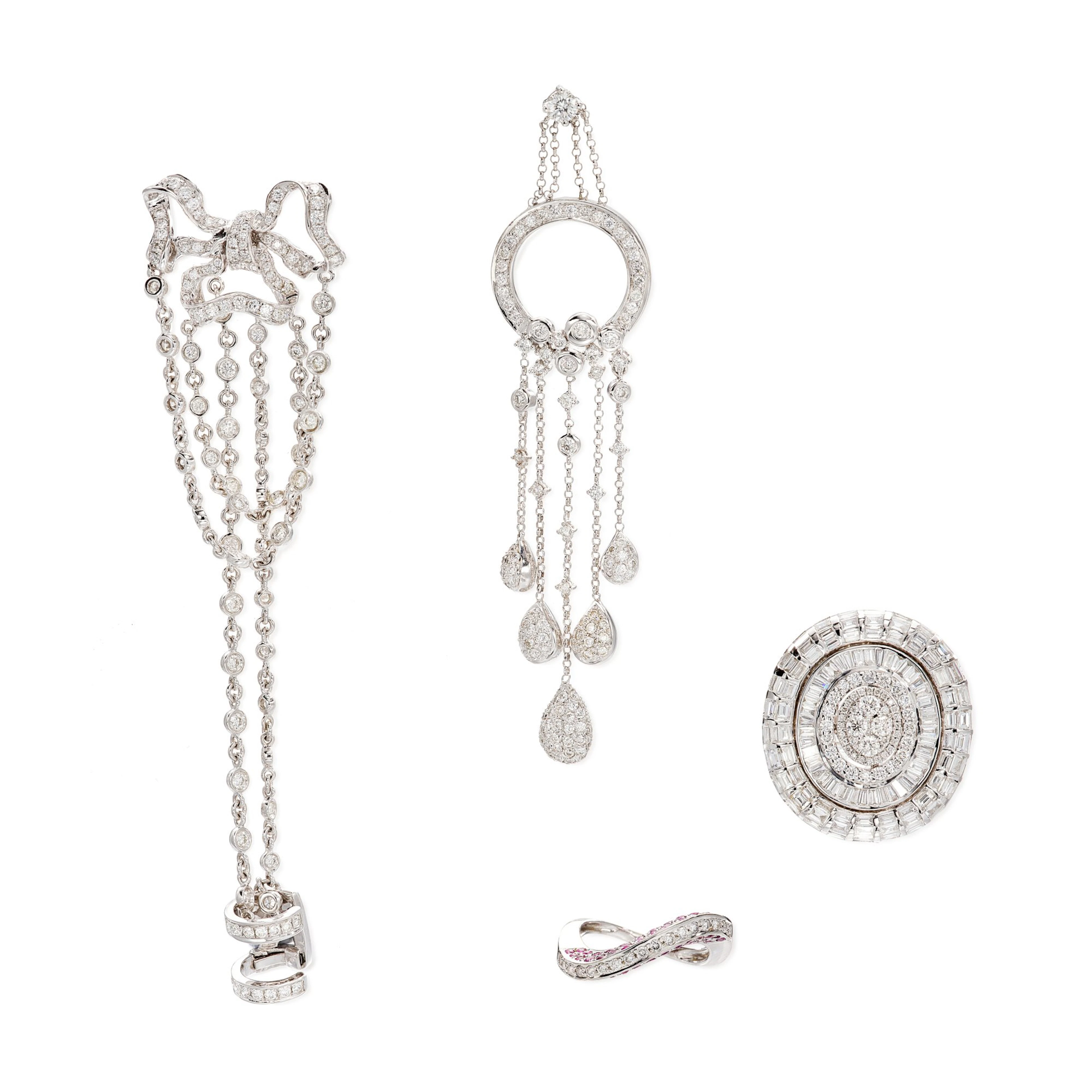 Group of Diamond and Pink Sapphire Jewellery | 鑽石 配 粉紅色剛玉 珠寶首飾一組