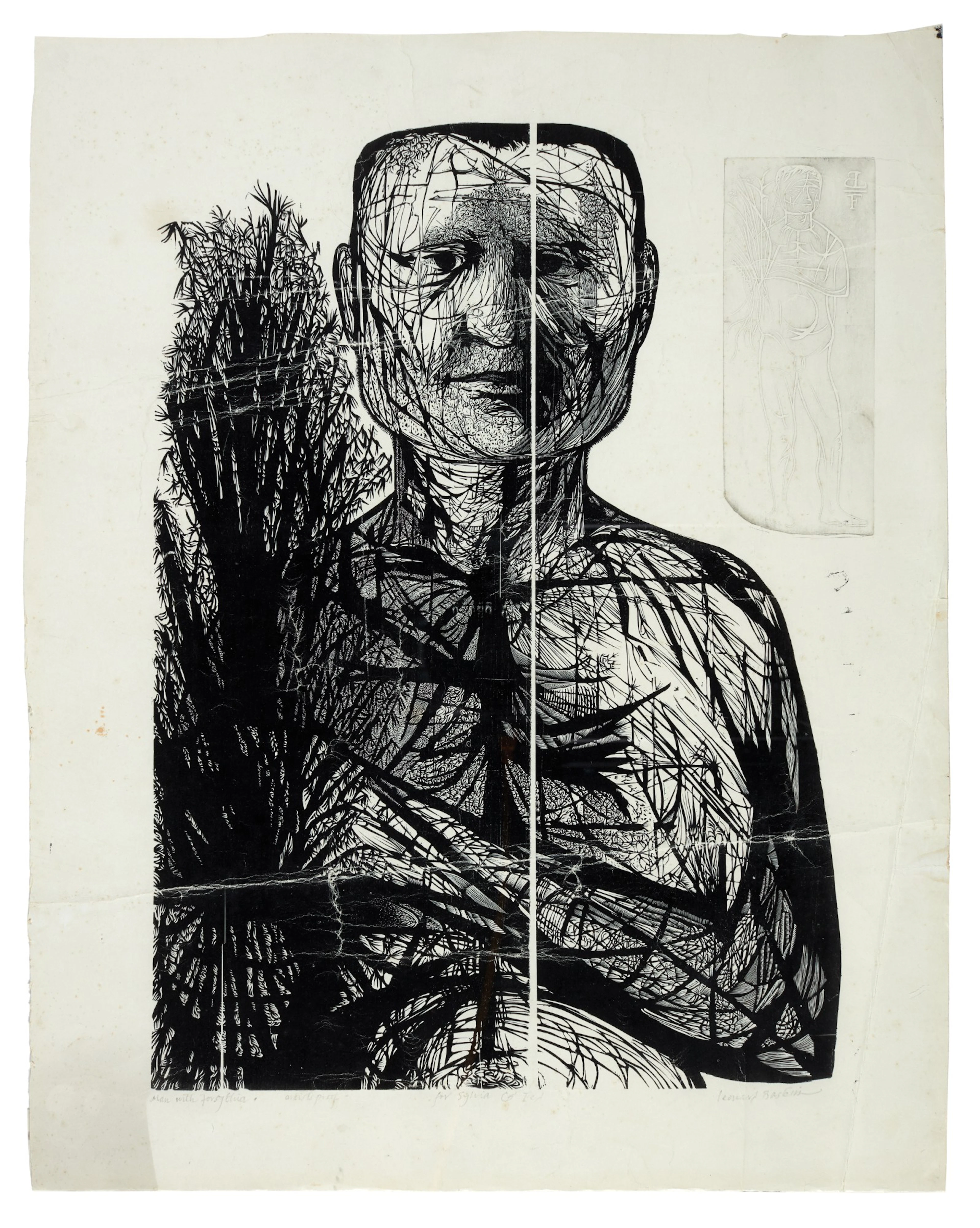Leonard Baskin | Man with Forsythia