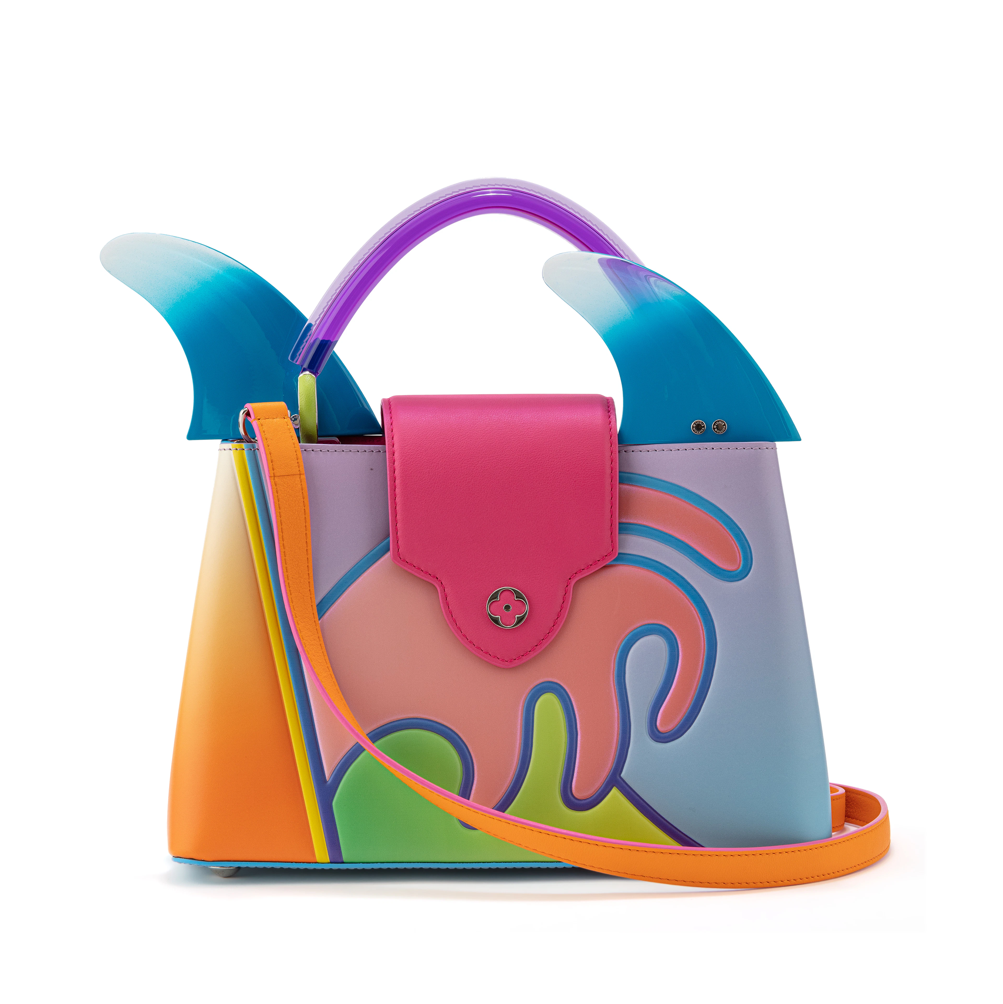 Limited Edition Multicolor calfskin ArtyCapucines Silver Hardware by Alex Israel