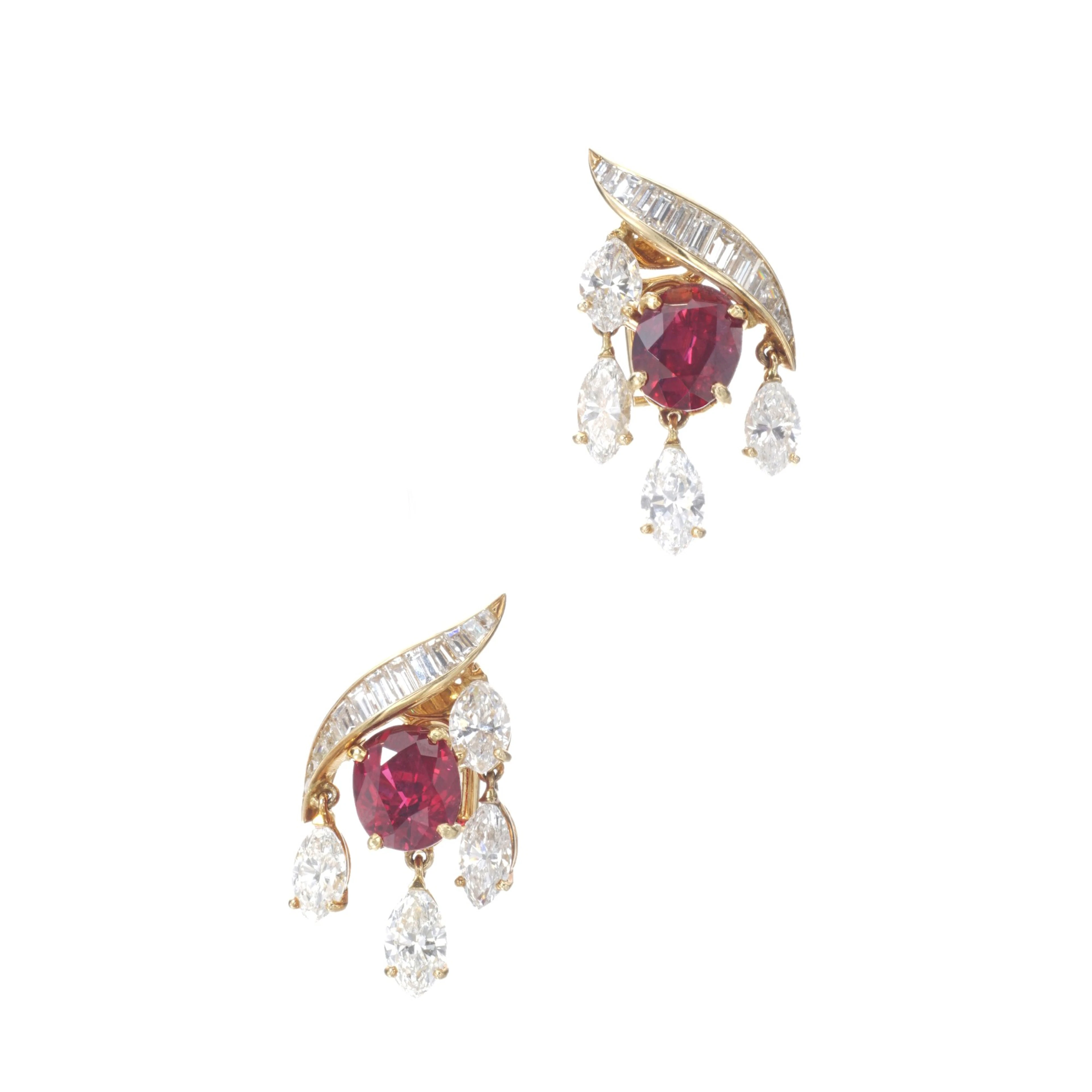 Fasano, Pair of ruby and diamond ear clips (Fasano