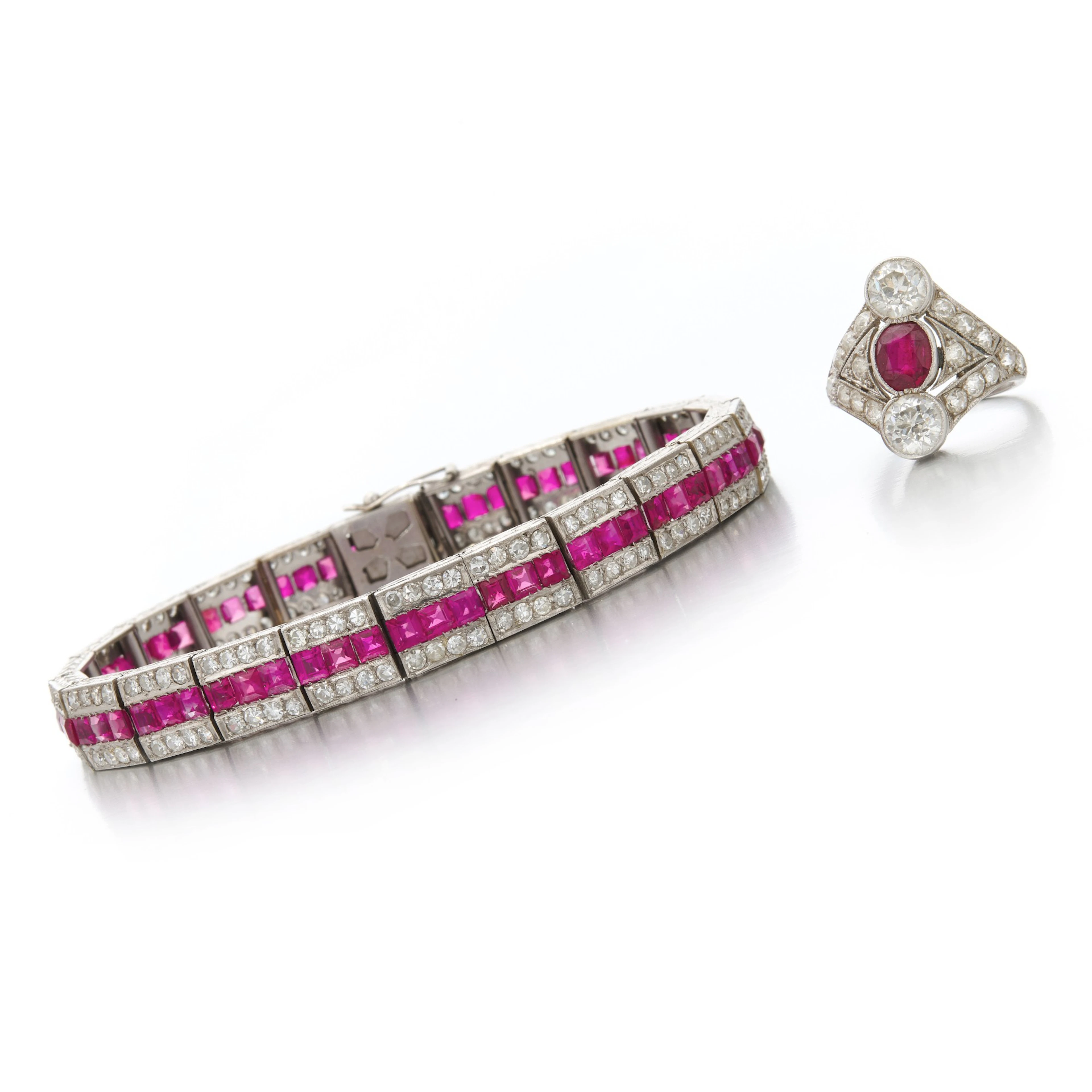Ruby and diamond bracelet an ring (Bracciale e anello in rubini e diamanti)