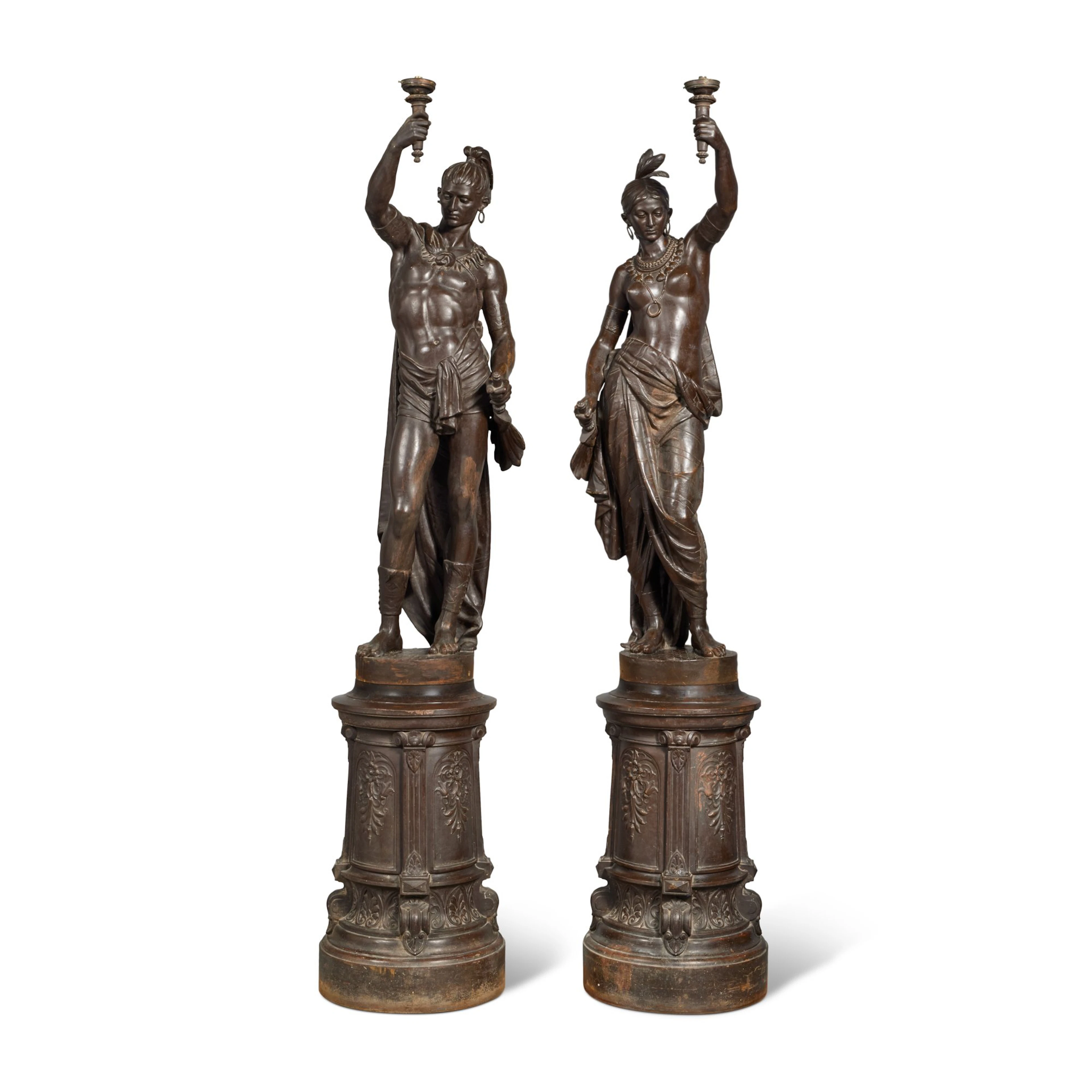 A Pair of French Life-Sized Cast-Iron...