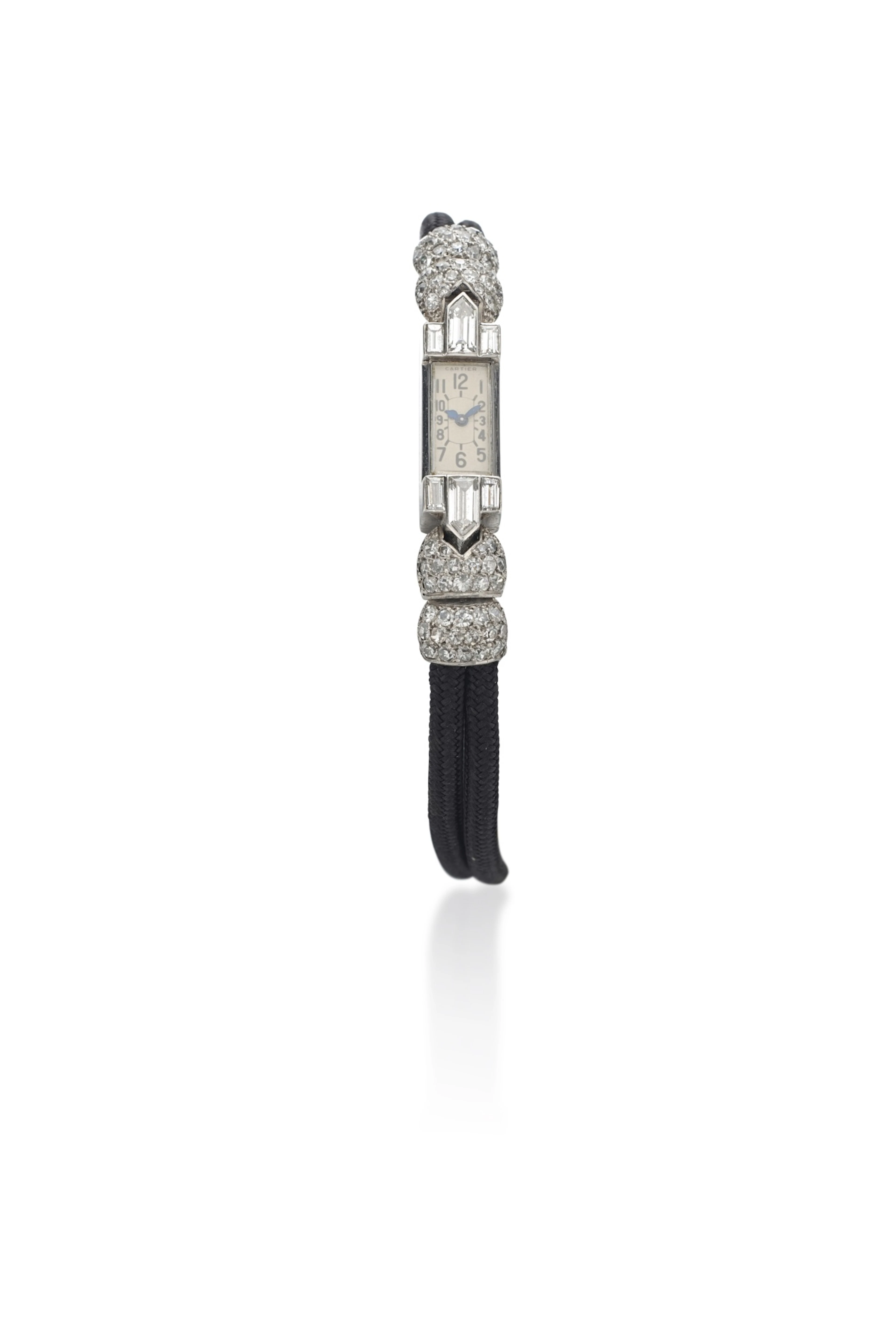 Platinum, gold, enamel and diamond wristwatch, circa 1920