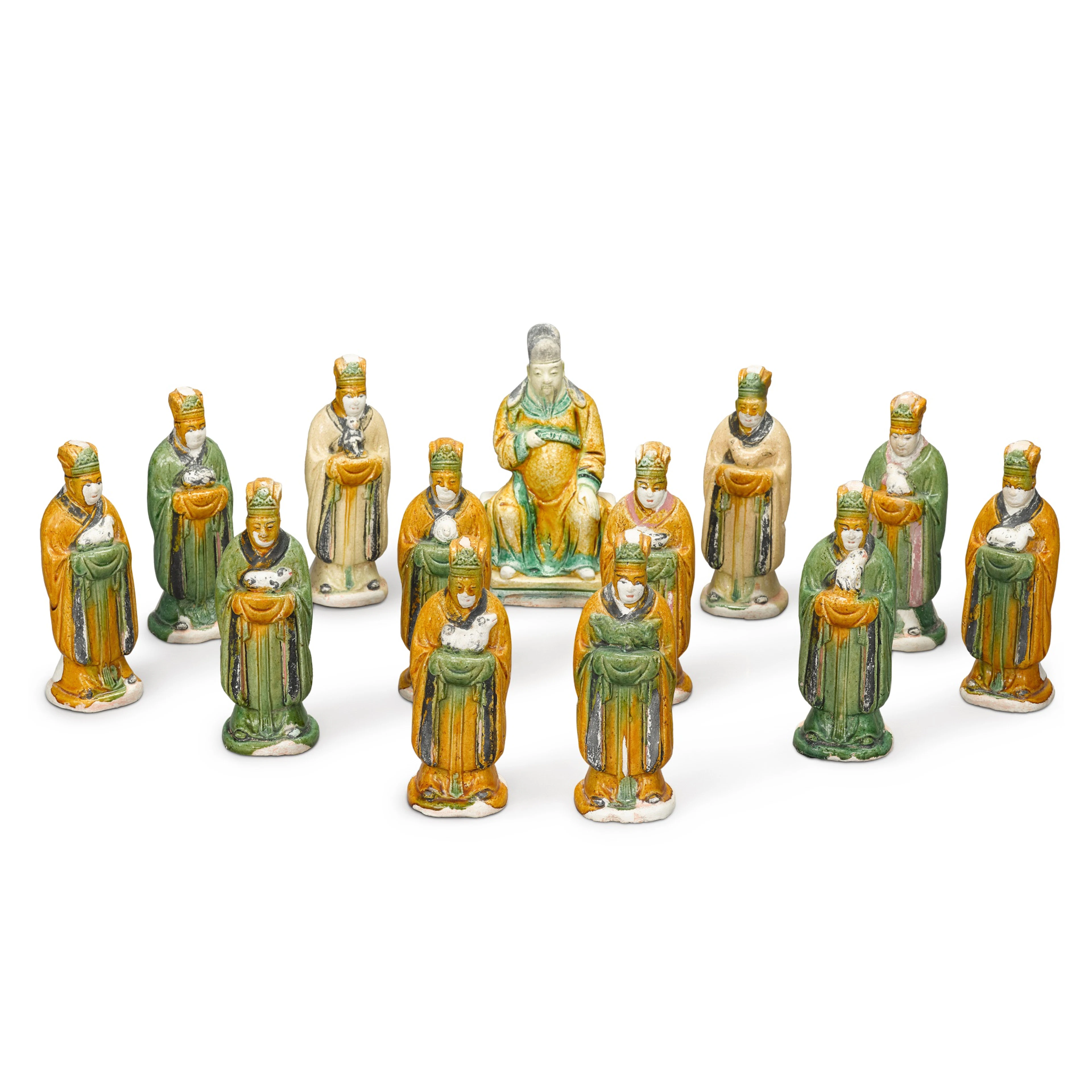 A set of twelve Chinese sancai-glazed pottery figures...