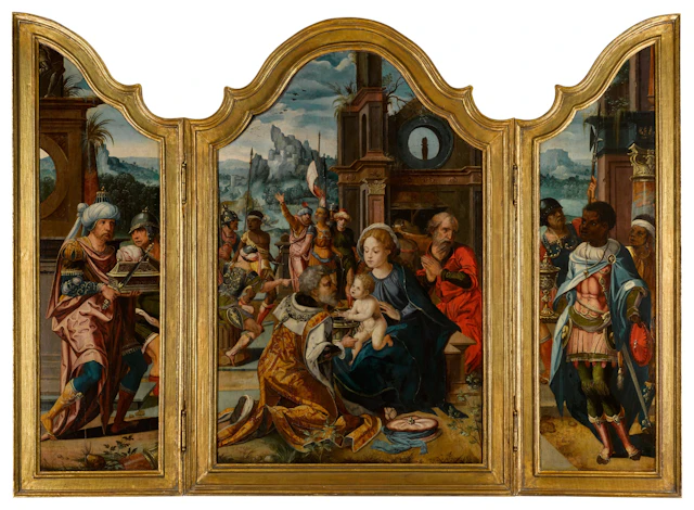 A triptych: The Adoration of the Magi