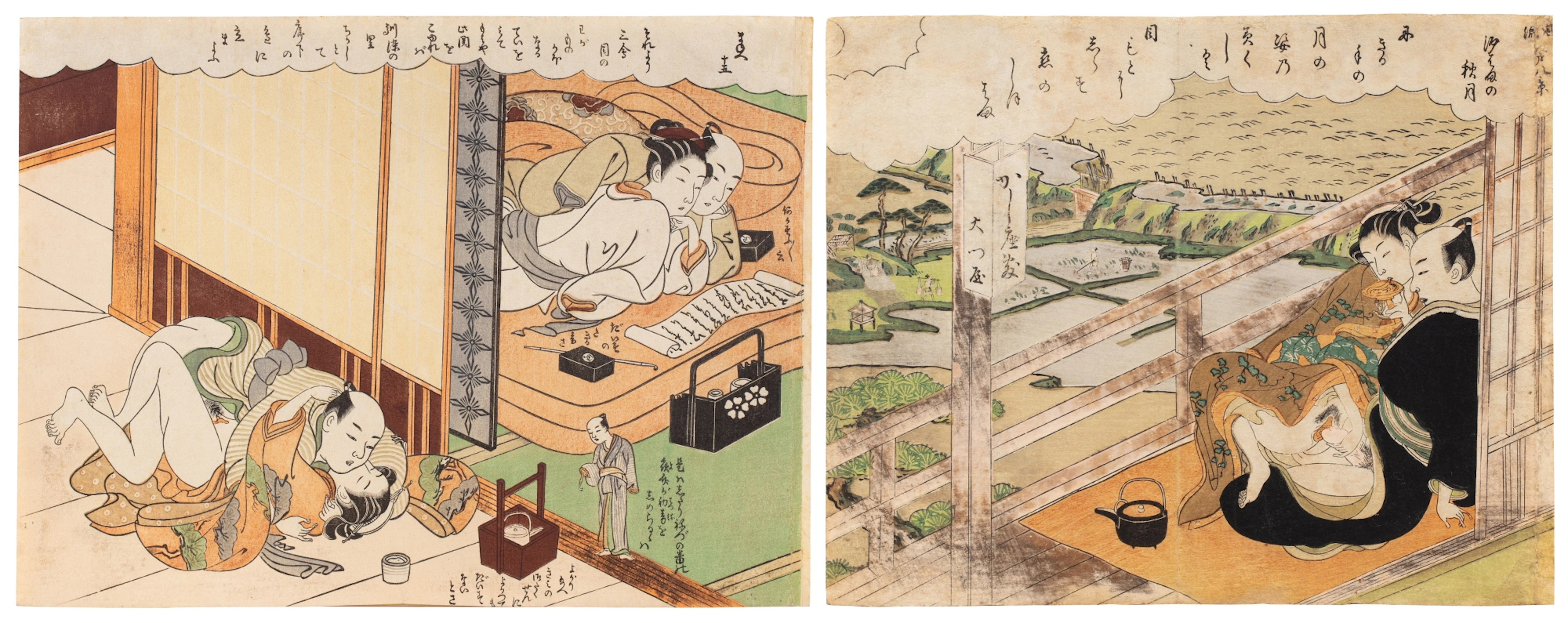 Attributed to Suzuki Harunobu (1725-1770) | Two shunga...