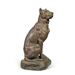 A Large French Bronze Statue of a Seated Great Dane by...
