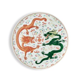 A large famille-rose 'dragon' dish