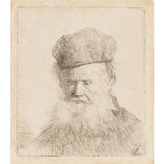 Bust of an Old Man with a Fur Cap and Flowing Beard, Nearly Full Face