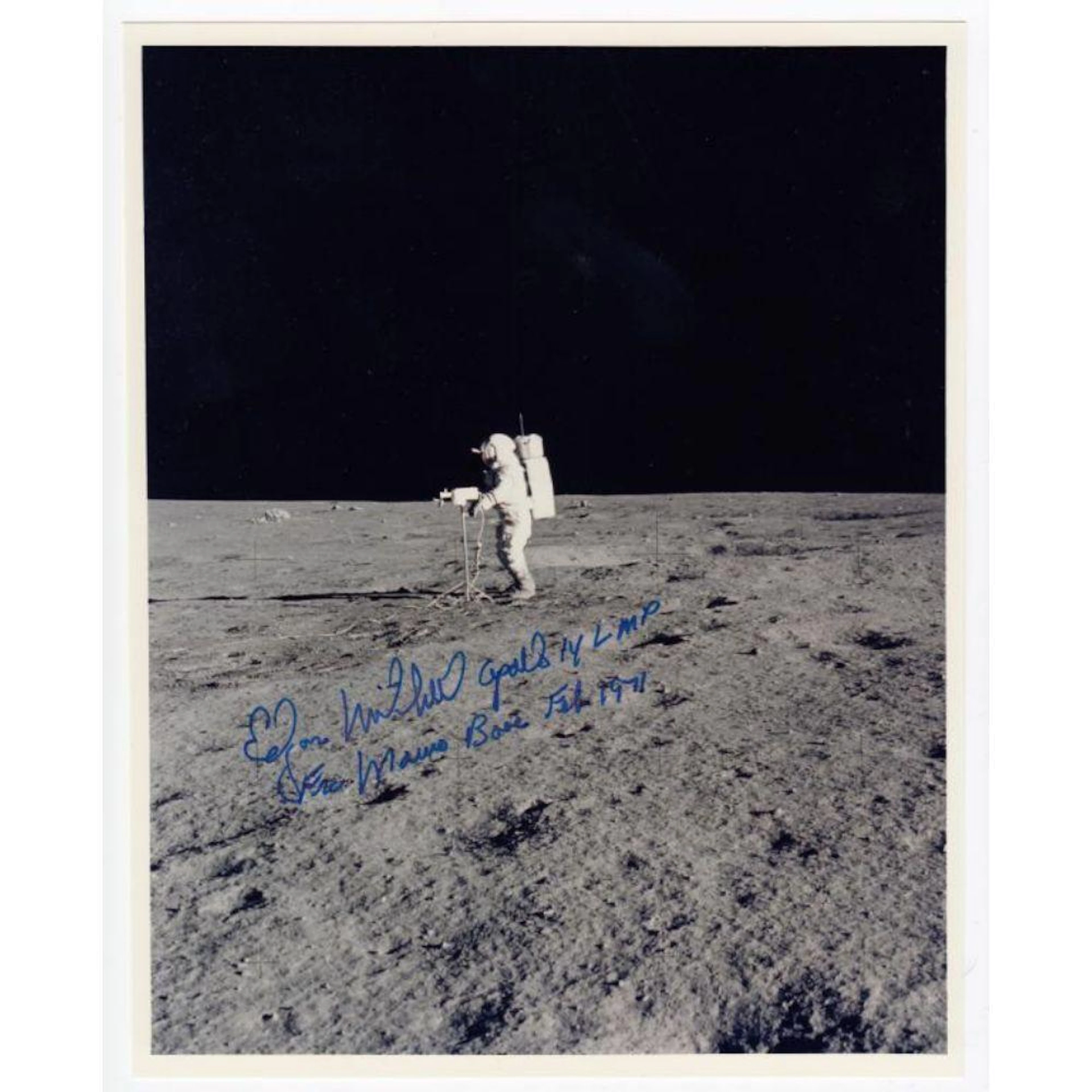 Edgar Mitchell Signed Fra Mauro Glossy Photo