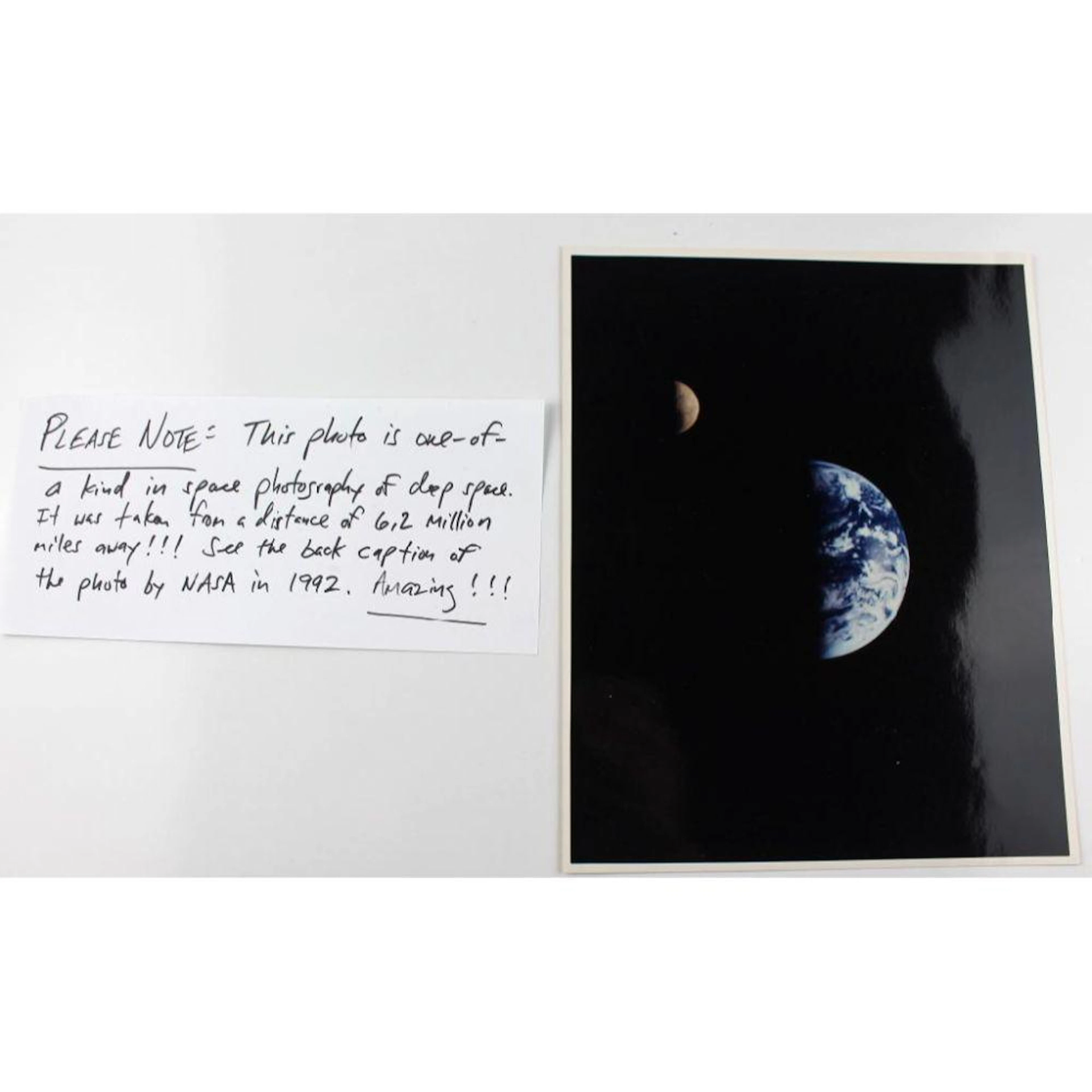 Earth and Moon Galileo NASA Glossy Photo