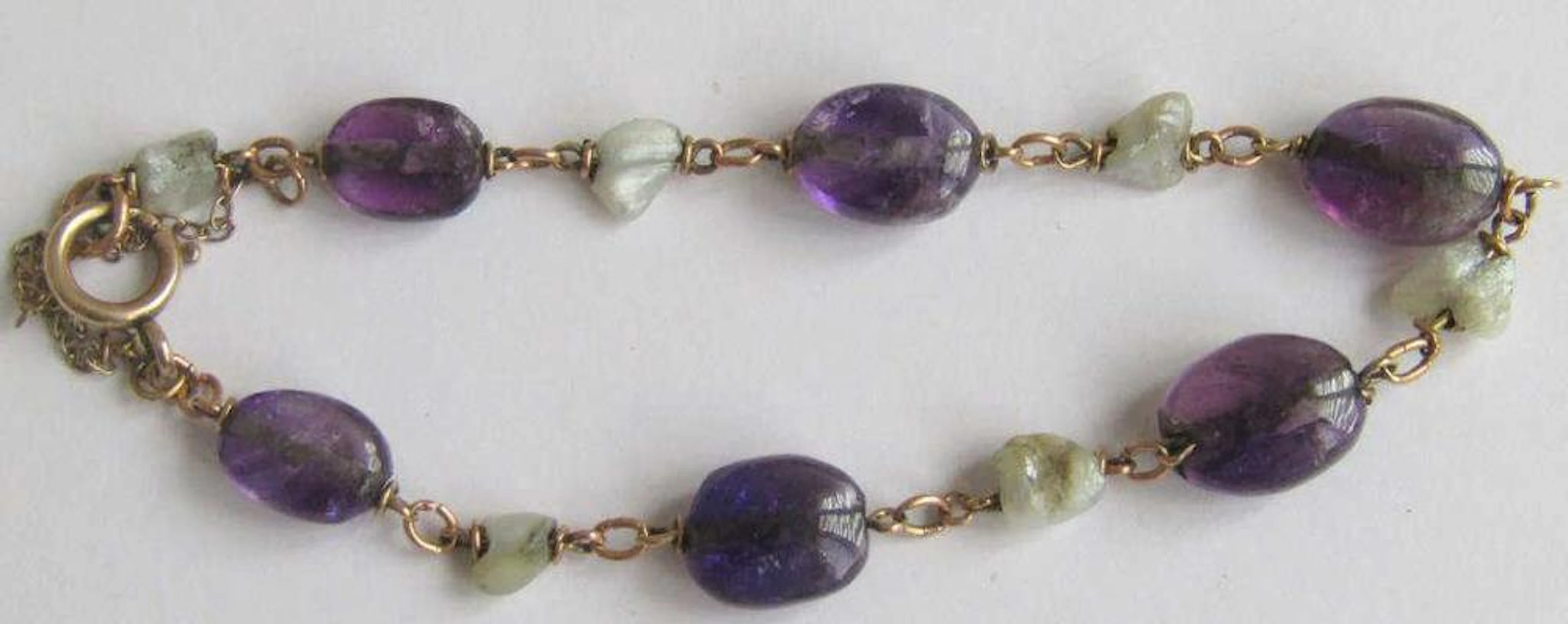 9ct gold pearl purple fluorite bracelet