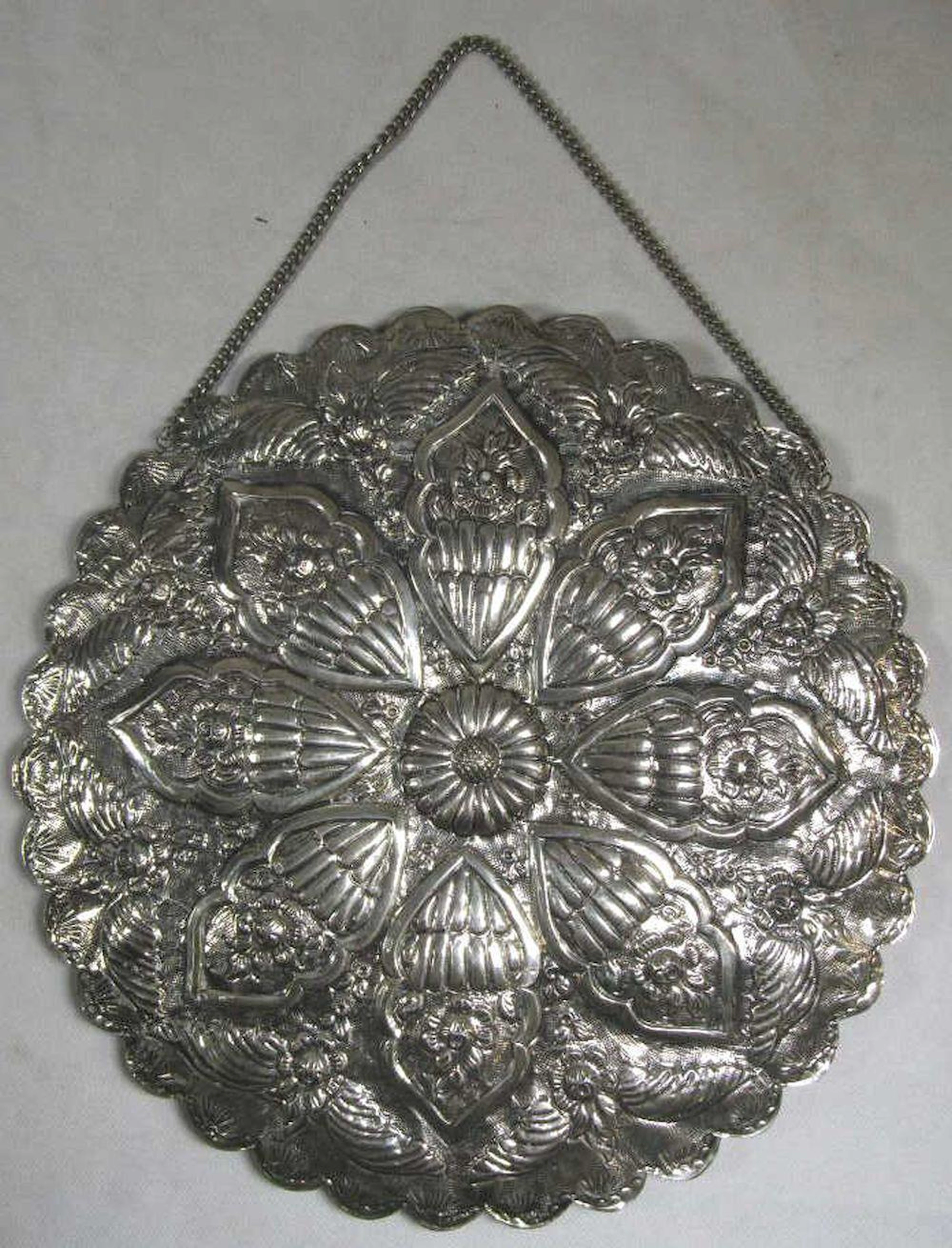 Large fine Turkish silver marriage mirror