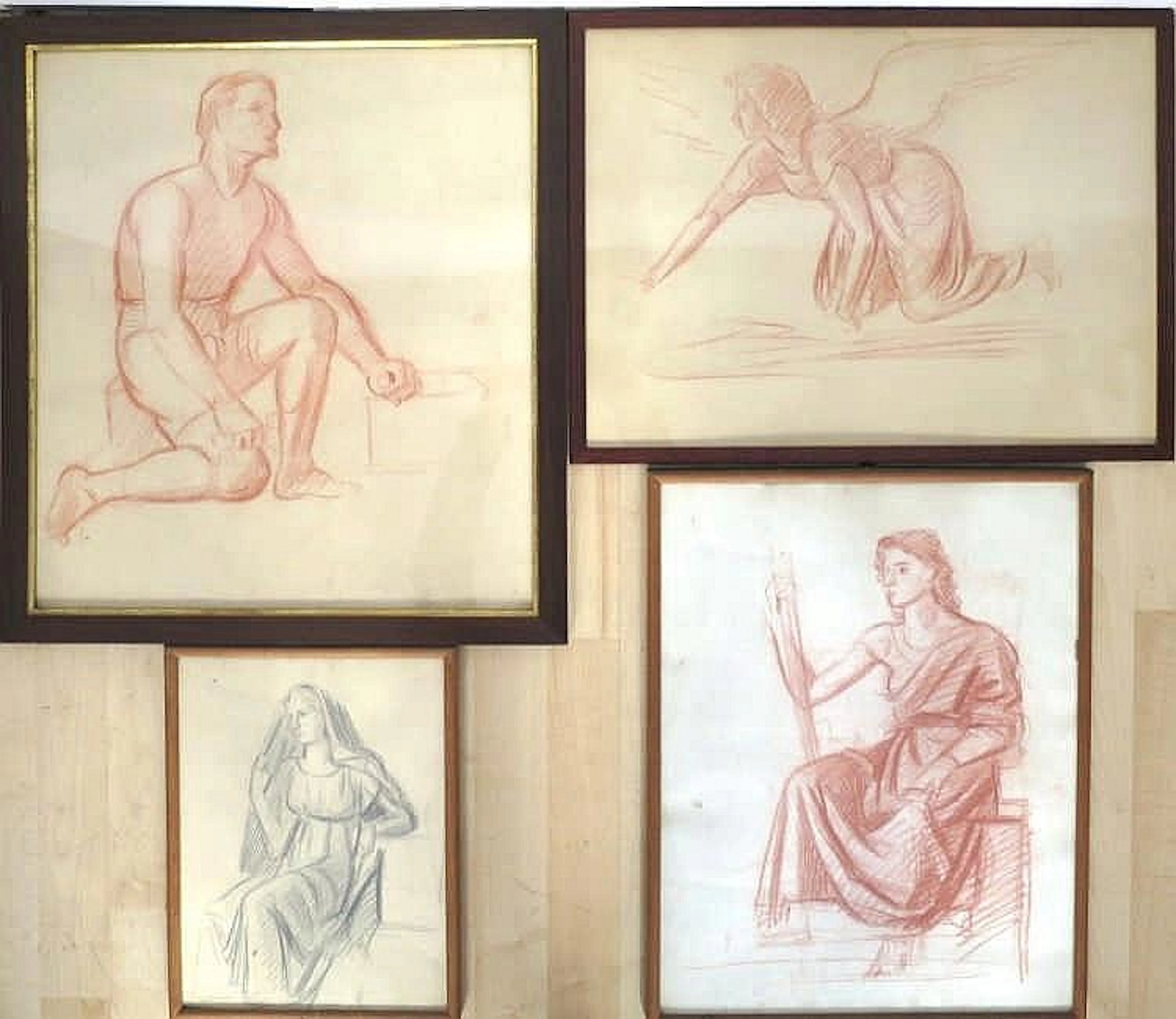 Quattro disegni a pastello accademici di diverse d