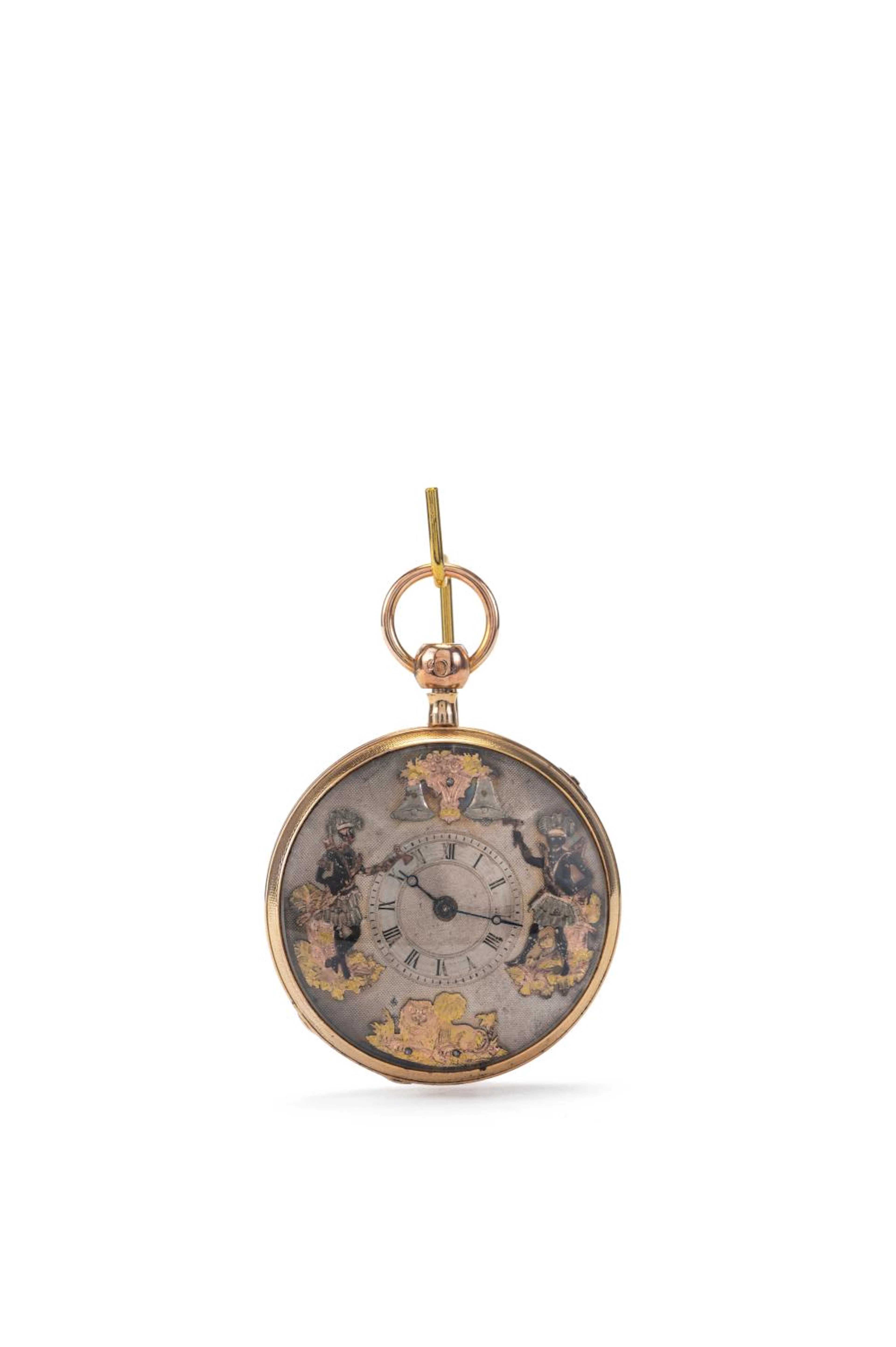 Orologio da tasca in oro giallo 18K con automi