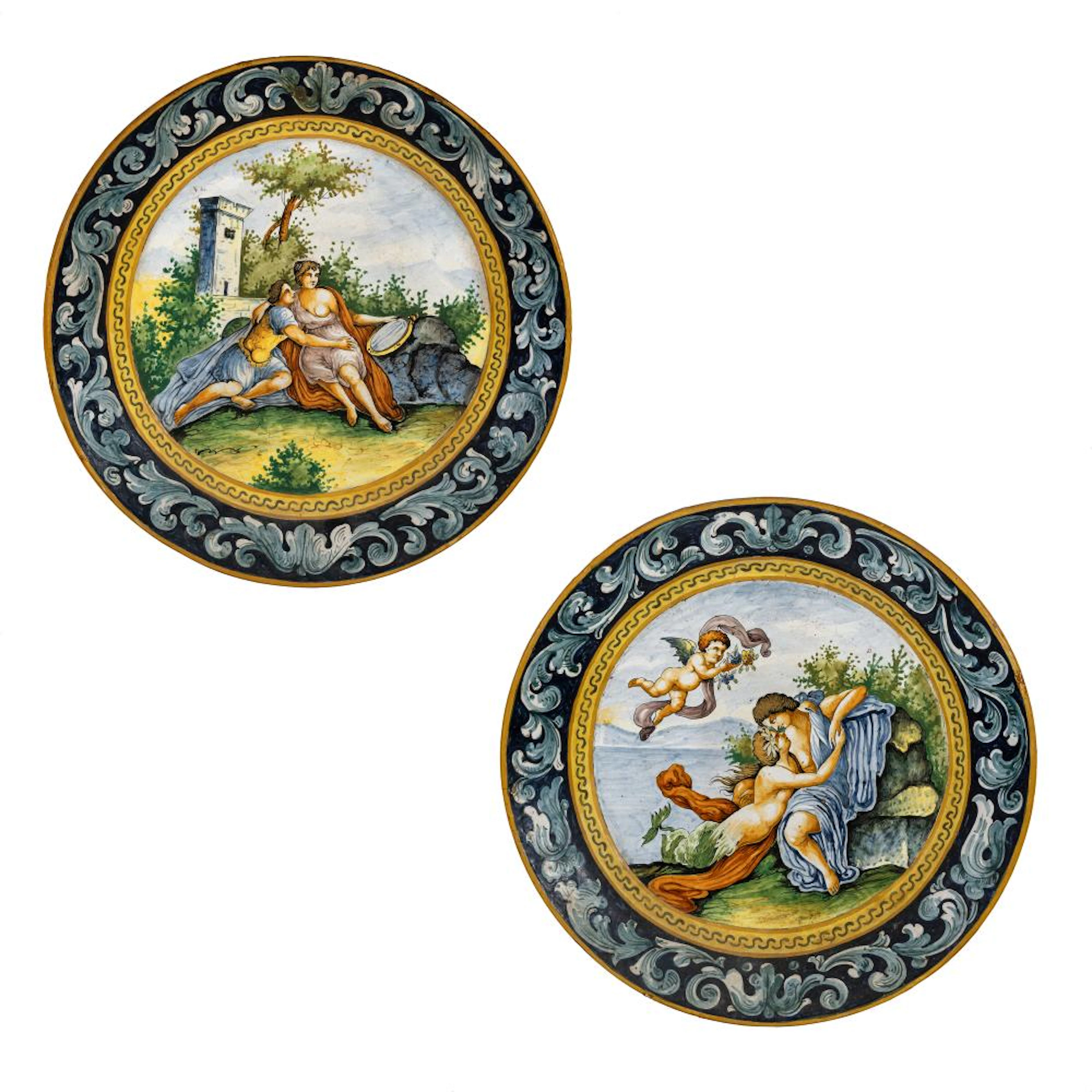 COPPIA DI PIATTI IN CERAMICASMALTATA