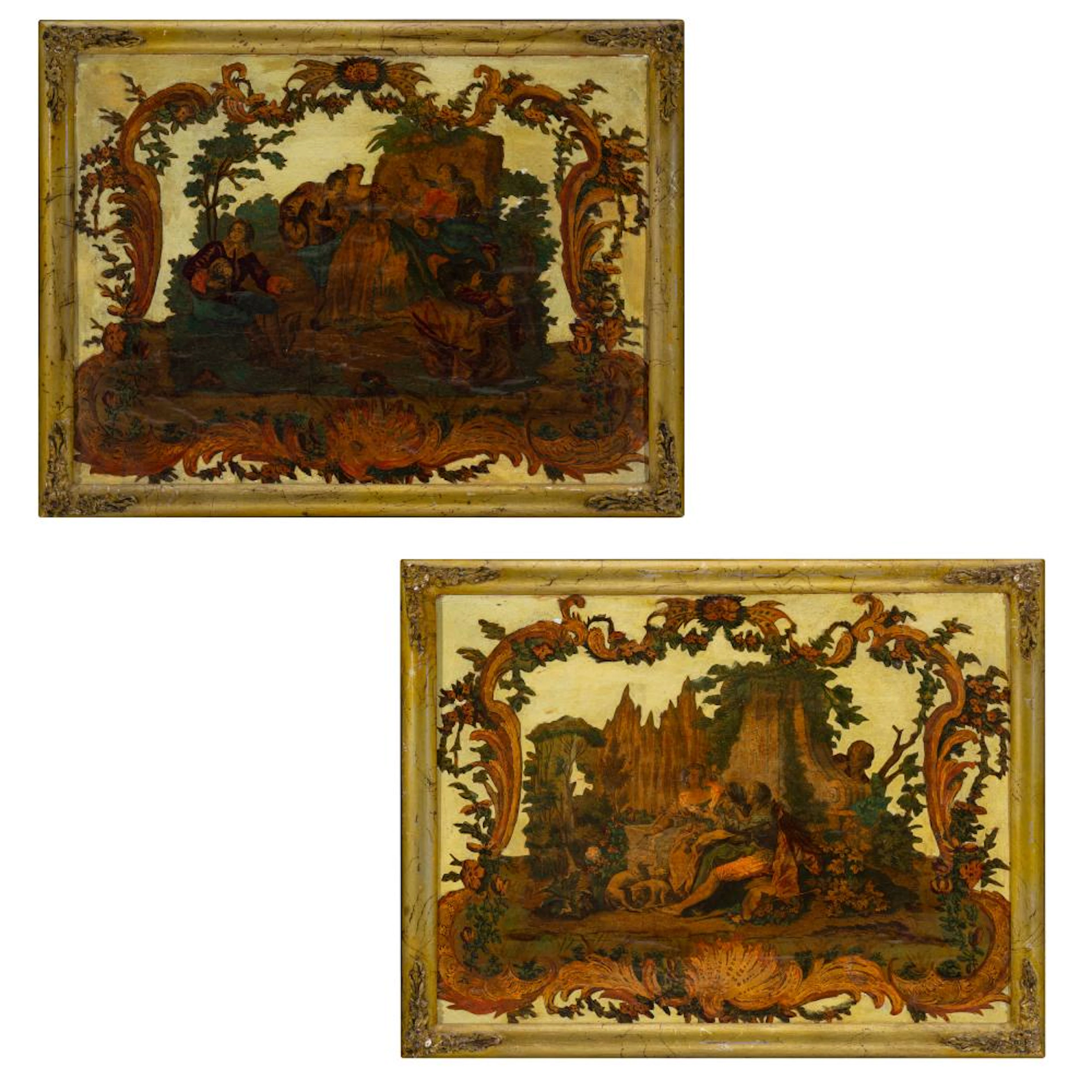 Due pannelli decorati ad arte povera, Piemonte, XVIII secolo