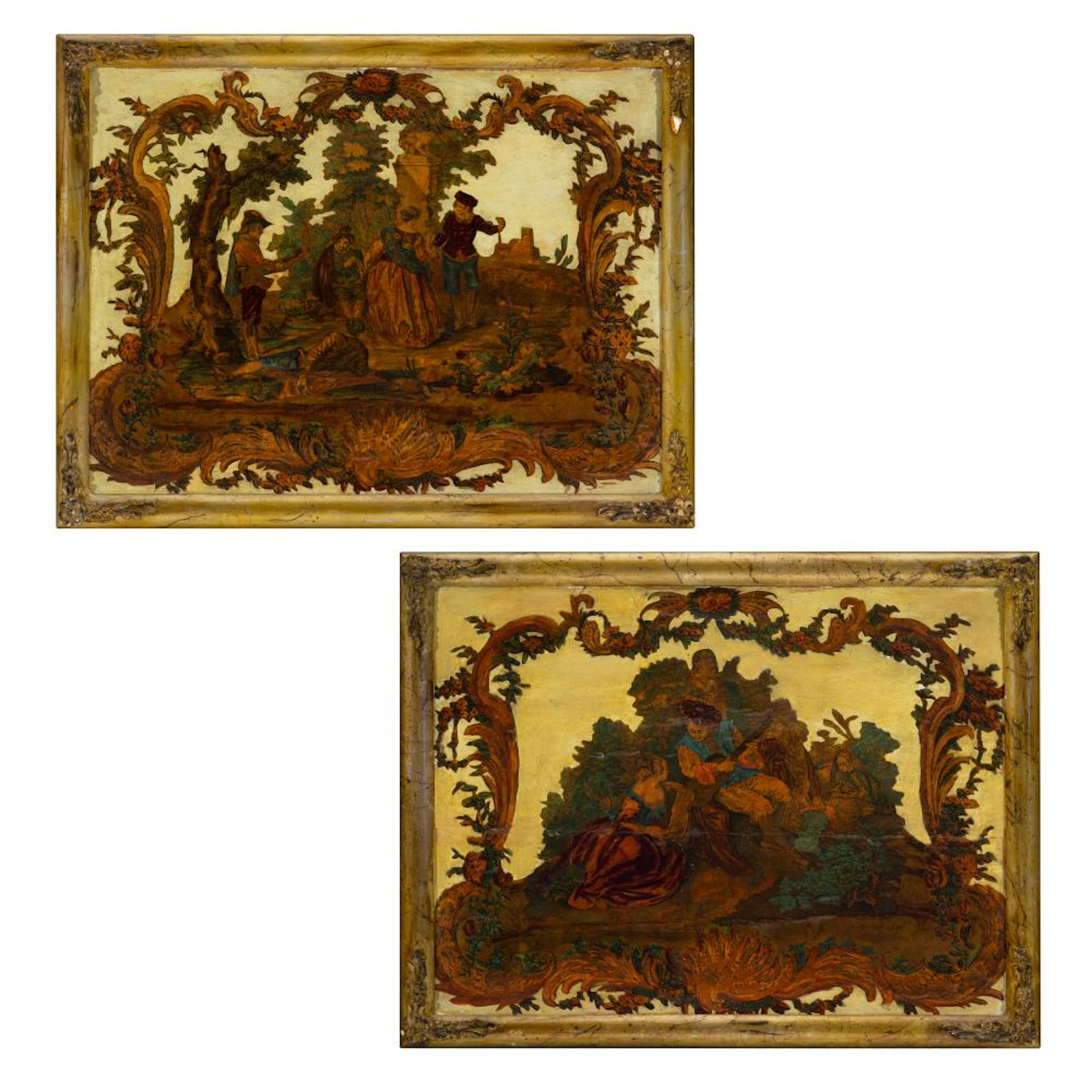 Due pannelli decorati ad arte povera, Piemonte, XVIII secolo