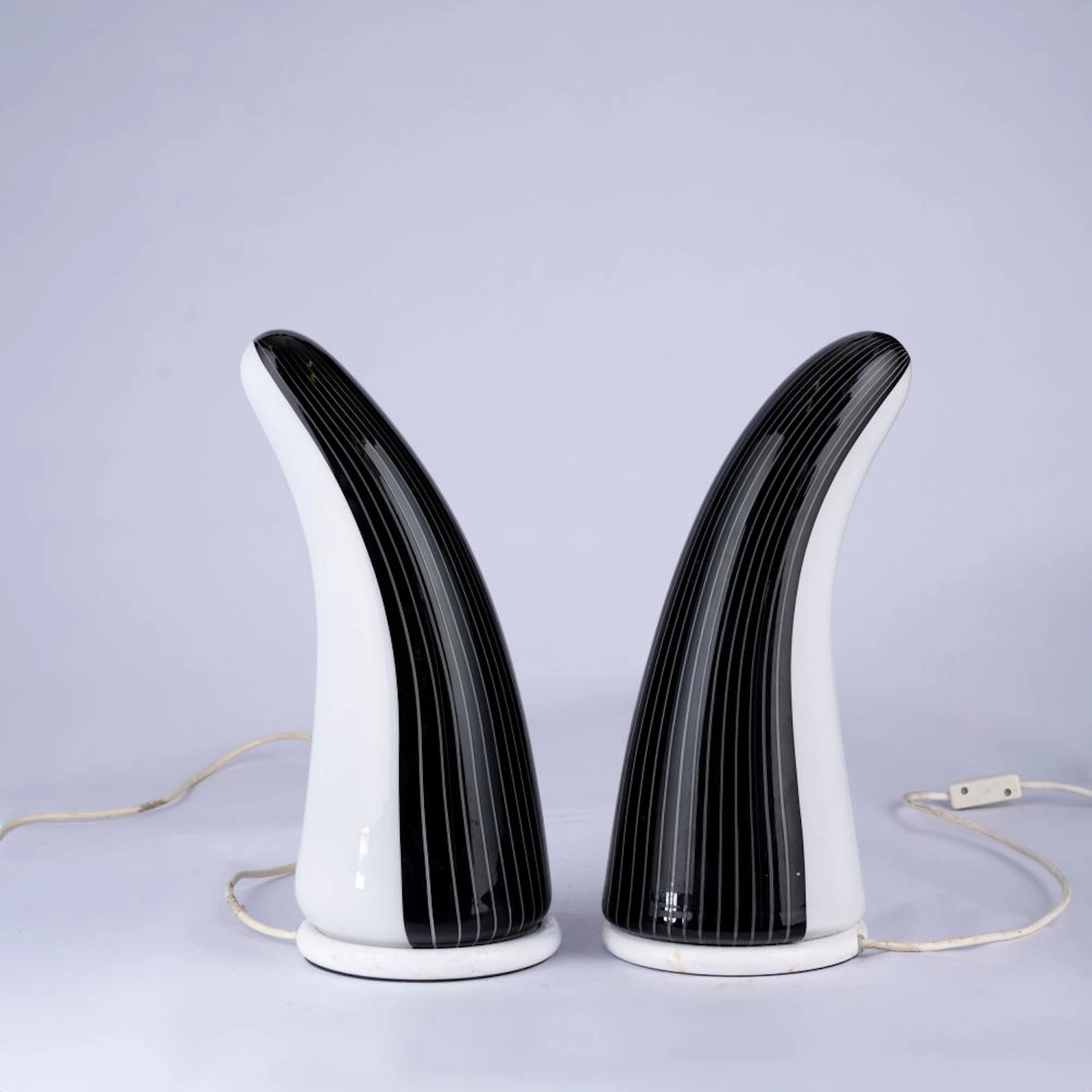 Coppia di lampade coniche leggermente curvate
