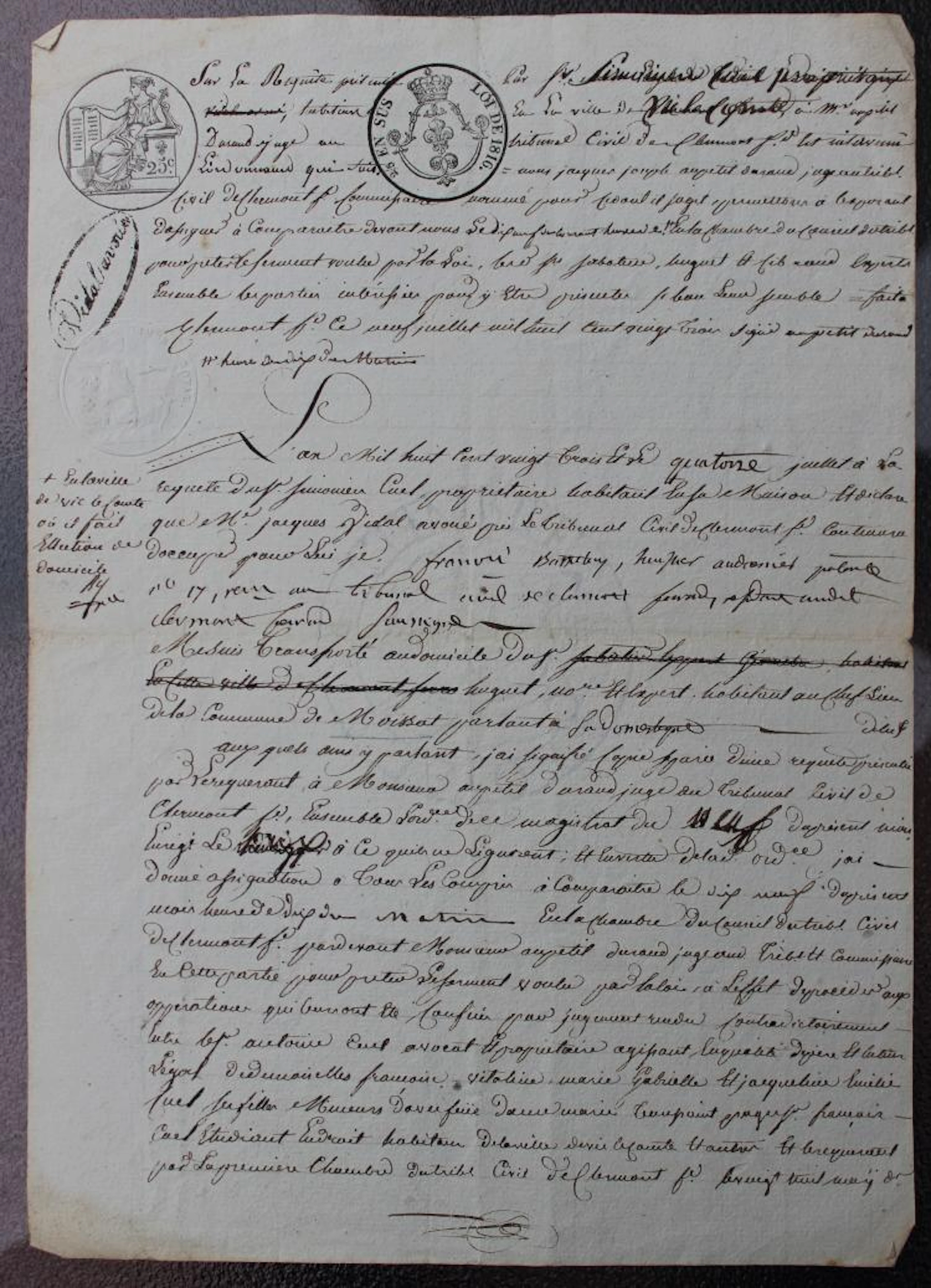 Antique français 1 page Manuscript #2, 1822, signé,