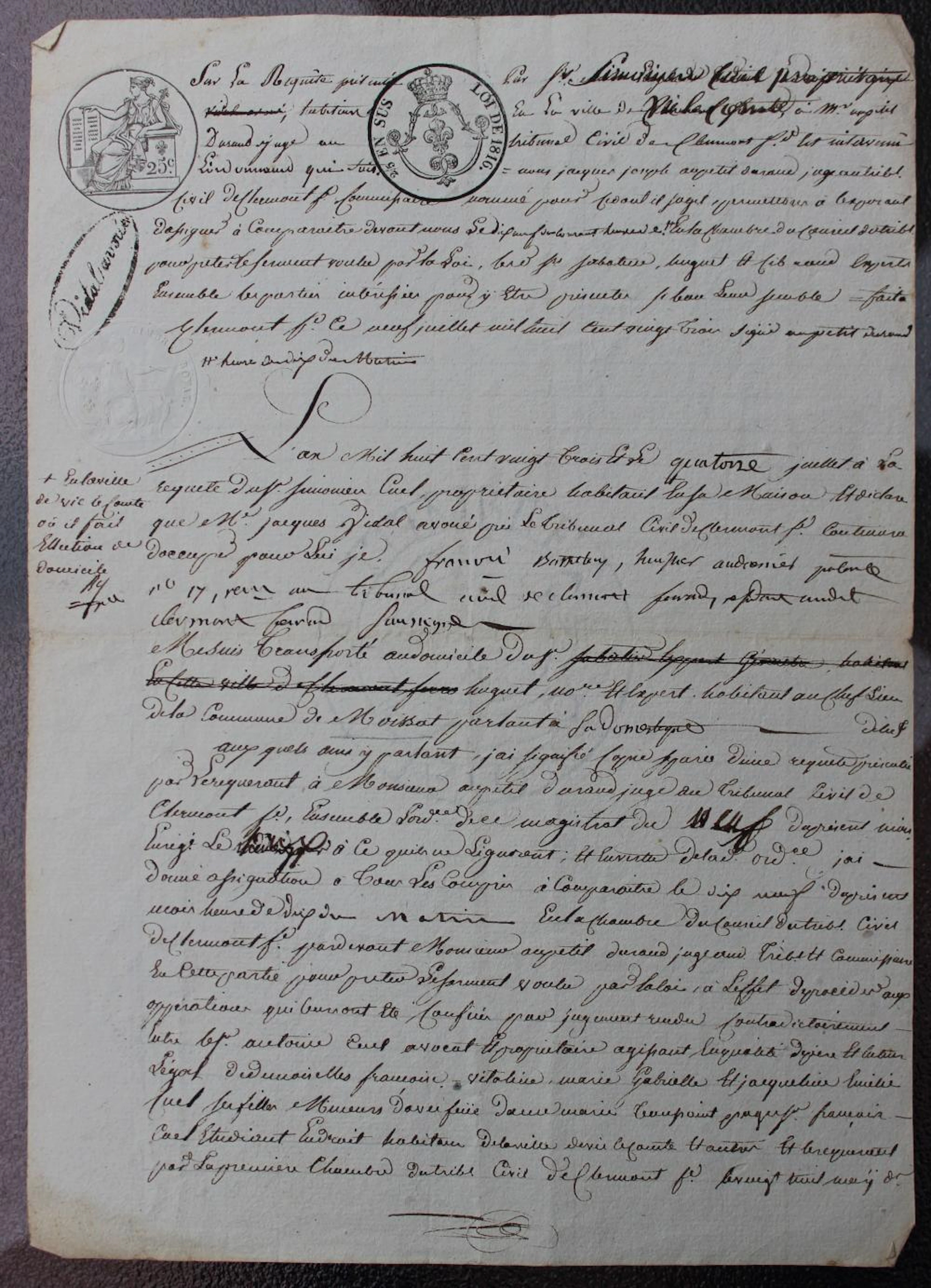 Antique français 1 page Manuscript #2, 1822, signé,