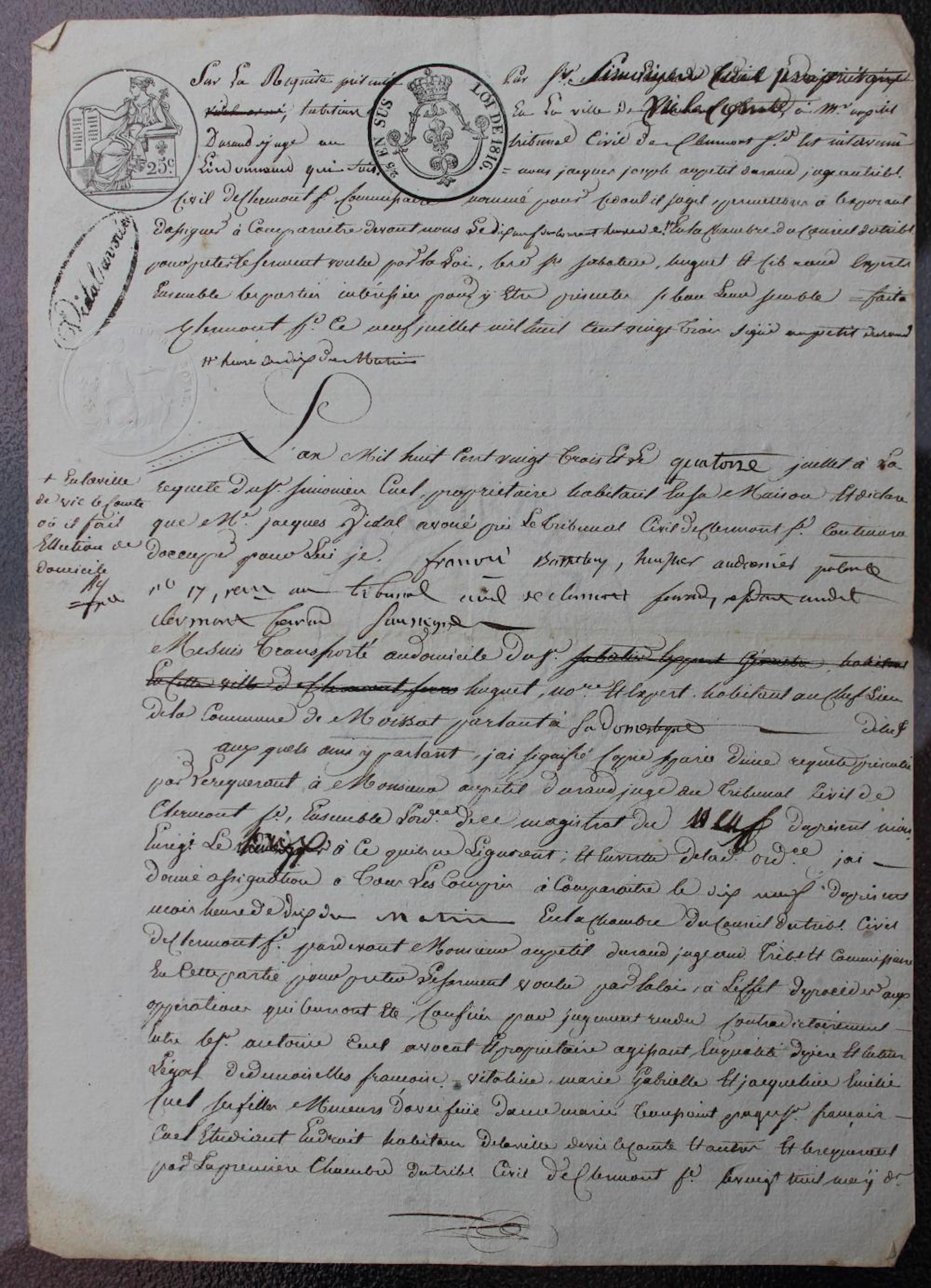 Antique français 1 page Manuscript #2, 1822, signé,