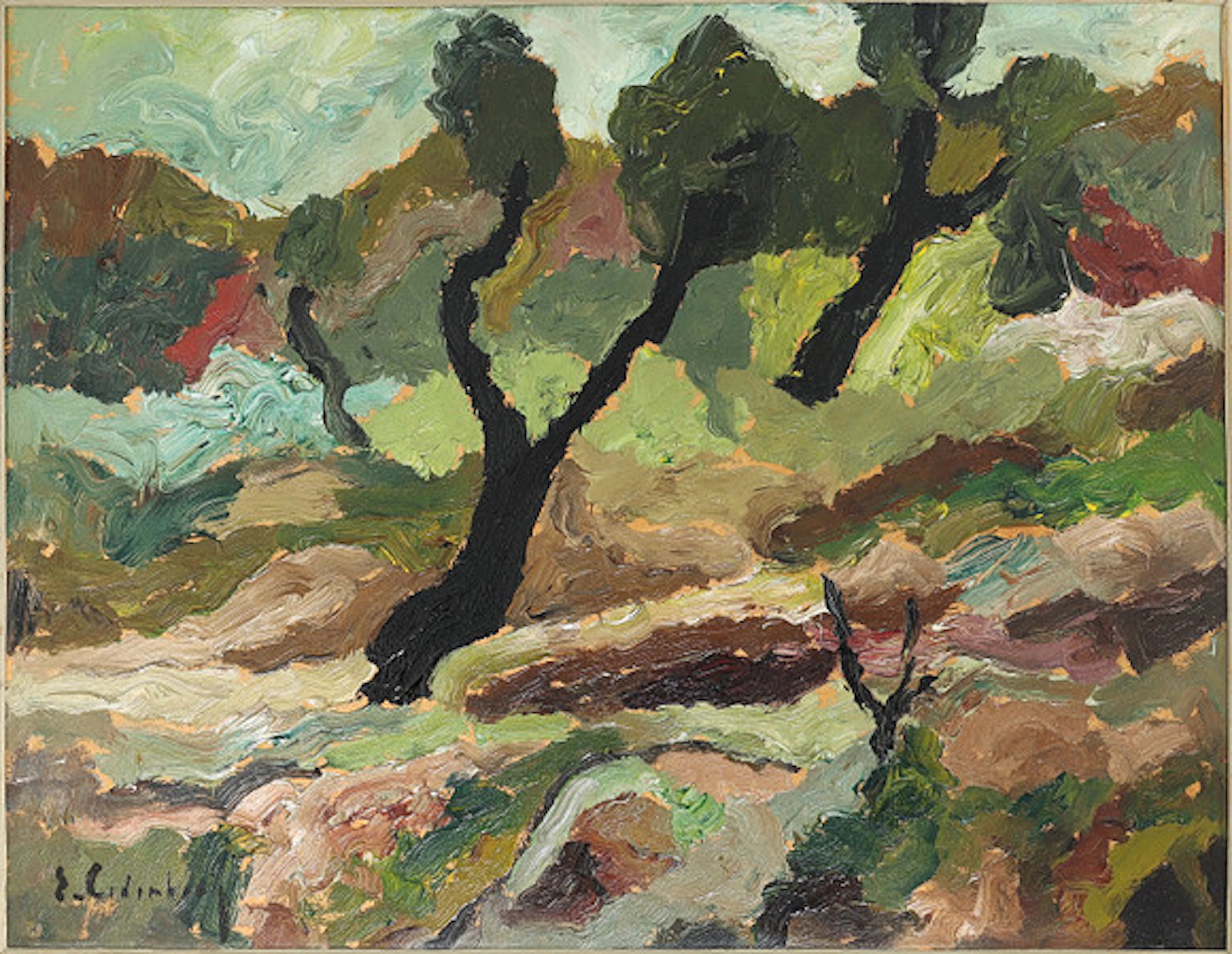 ERIK CEDERBERG. 1897-1984, Olja på papp, s…