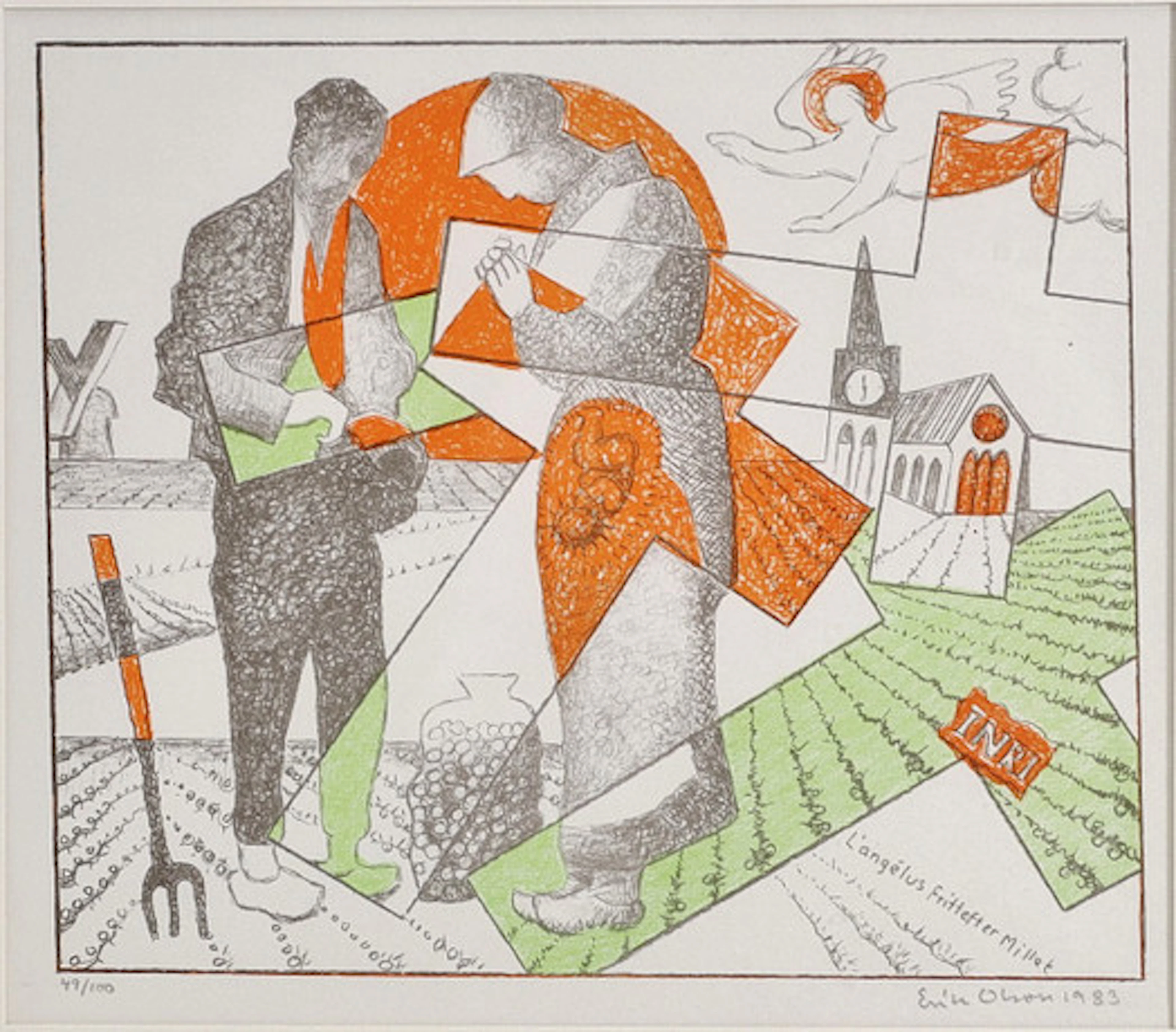 ERIK OLSON. 1901-1986. Litografi, signerad.