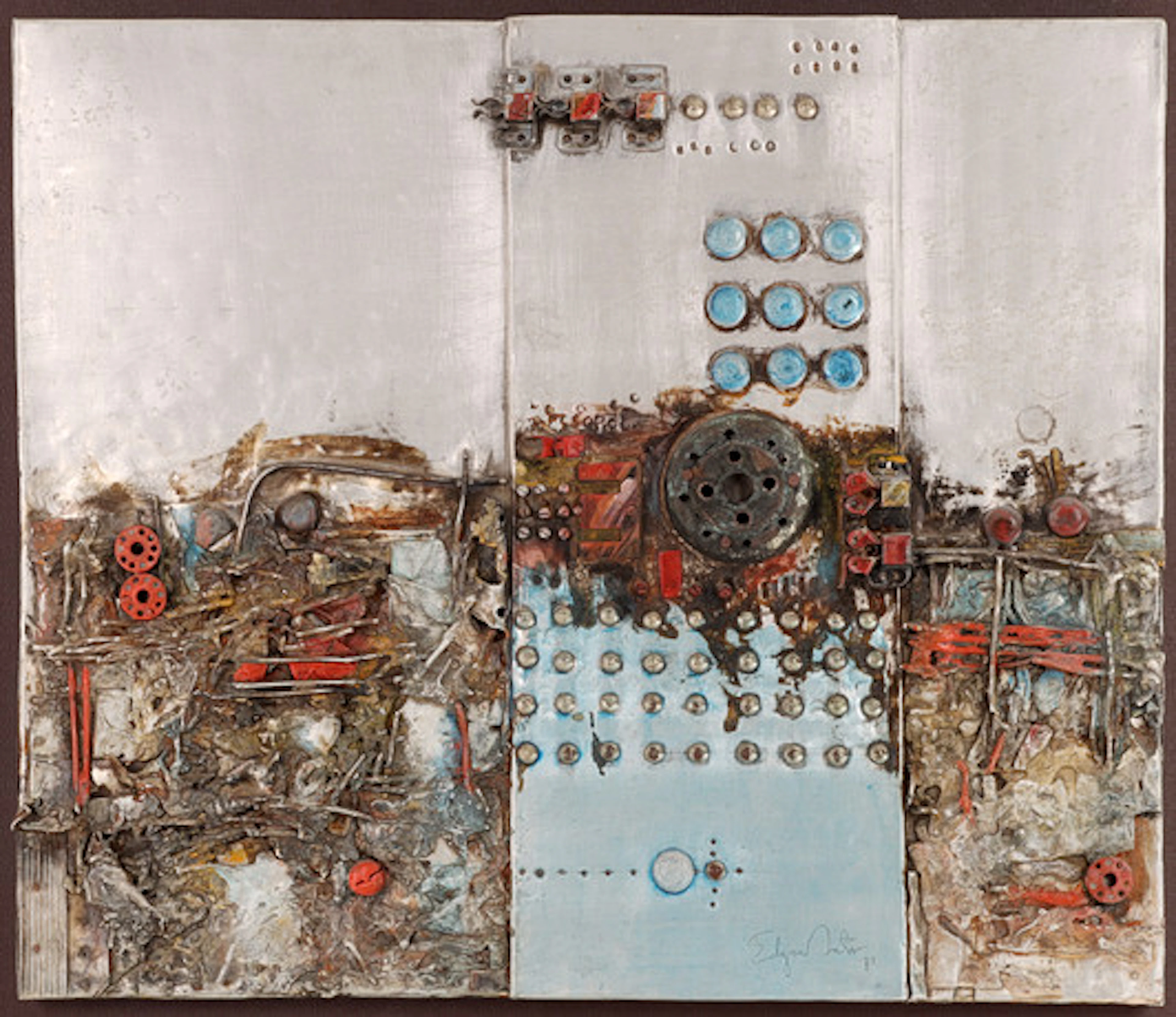 KOMPOSITION, metall, signerad, 1971.