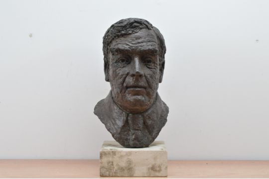 *Mary F. Cox ARBS, SWA (British B. 1938), A Bronze Bust Of Sir Oliver ...