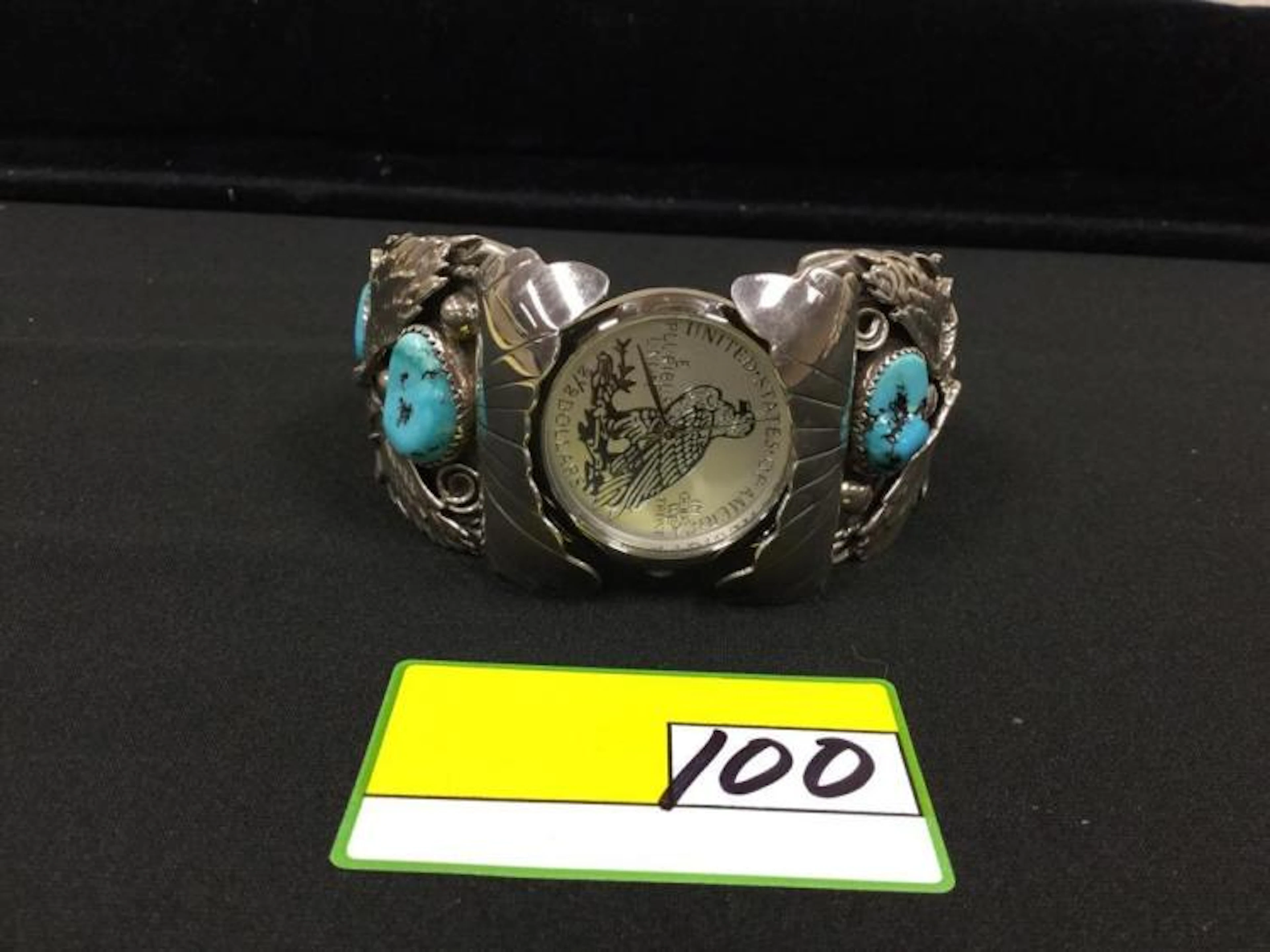 NATIVE AMERICAN NAVAJO STERLING SILVER AND TURQUOISE CUFF...