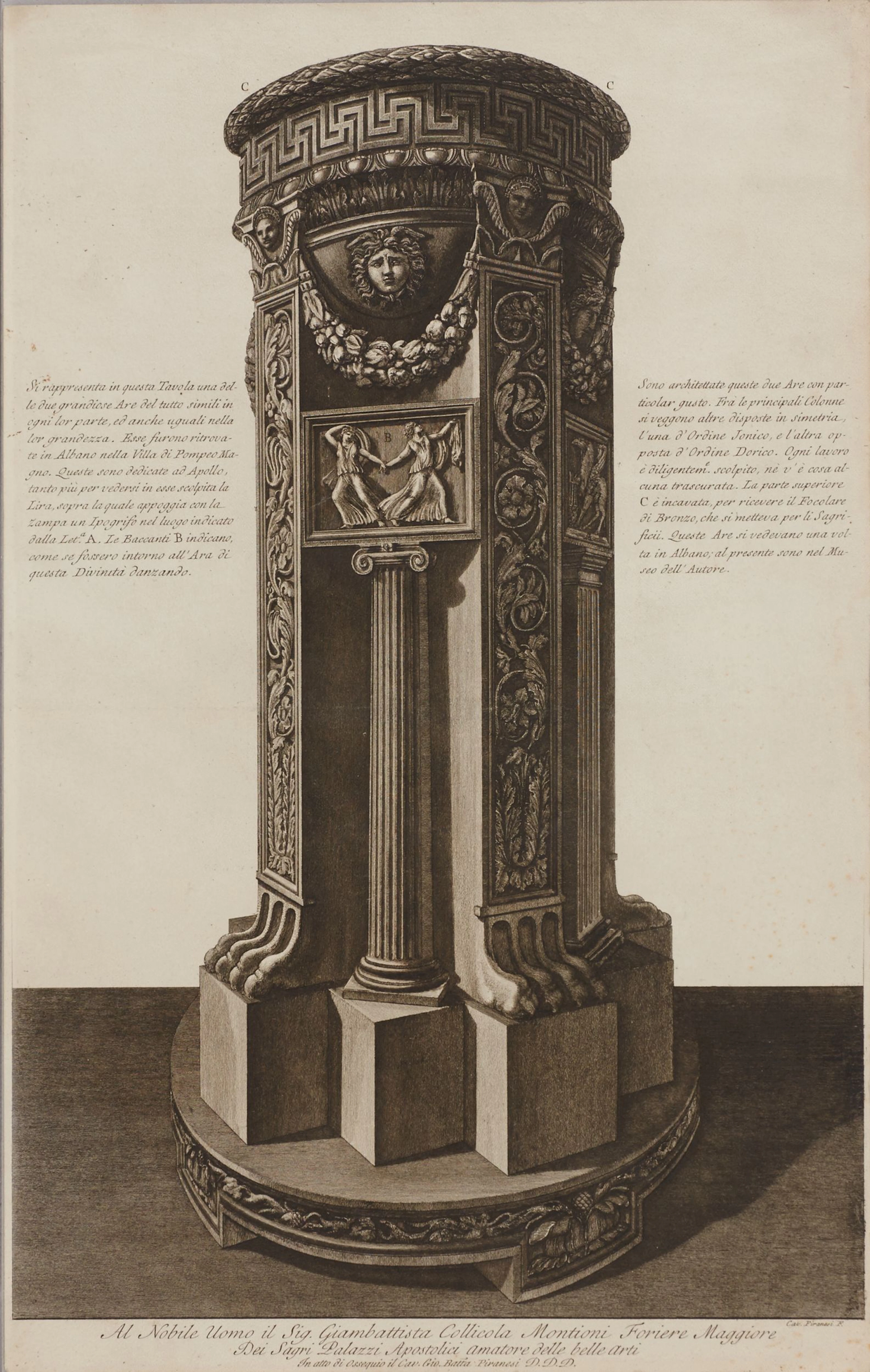 Piranesi Roman Altar 19th century
