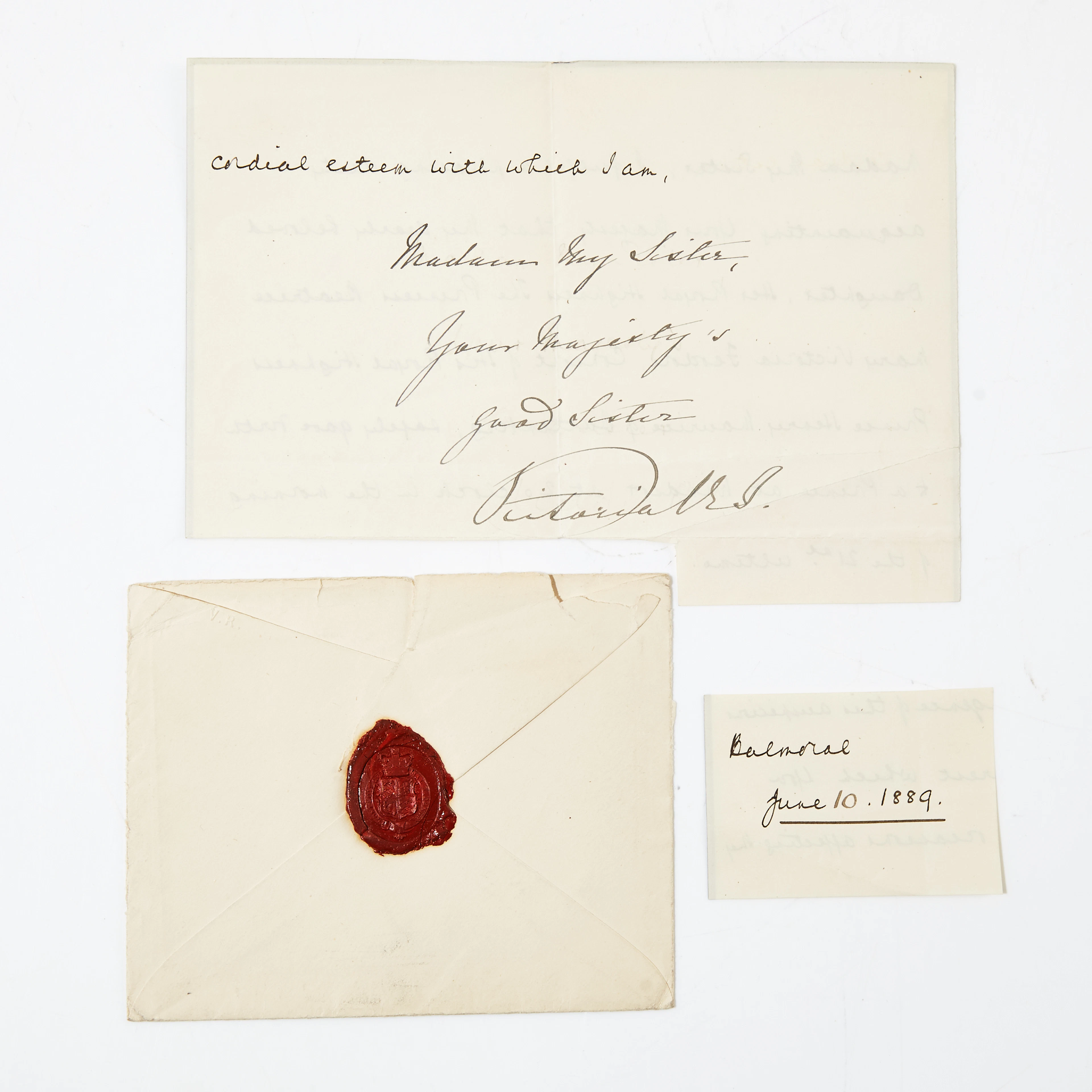 Queen Victoria of England autograph on letter 1889