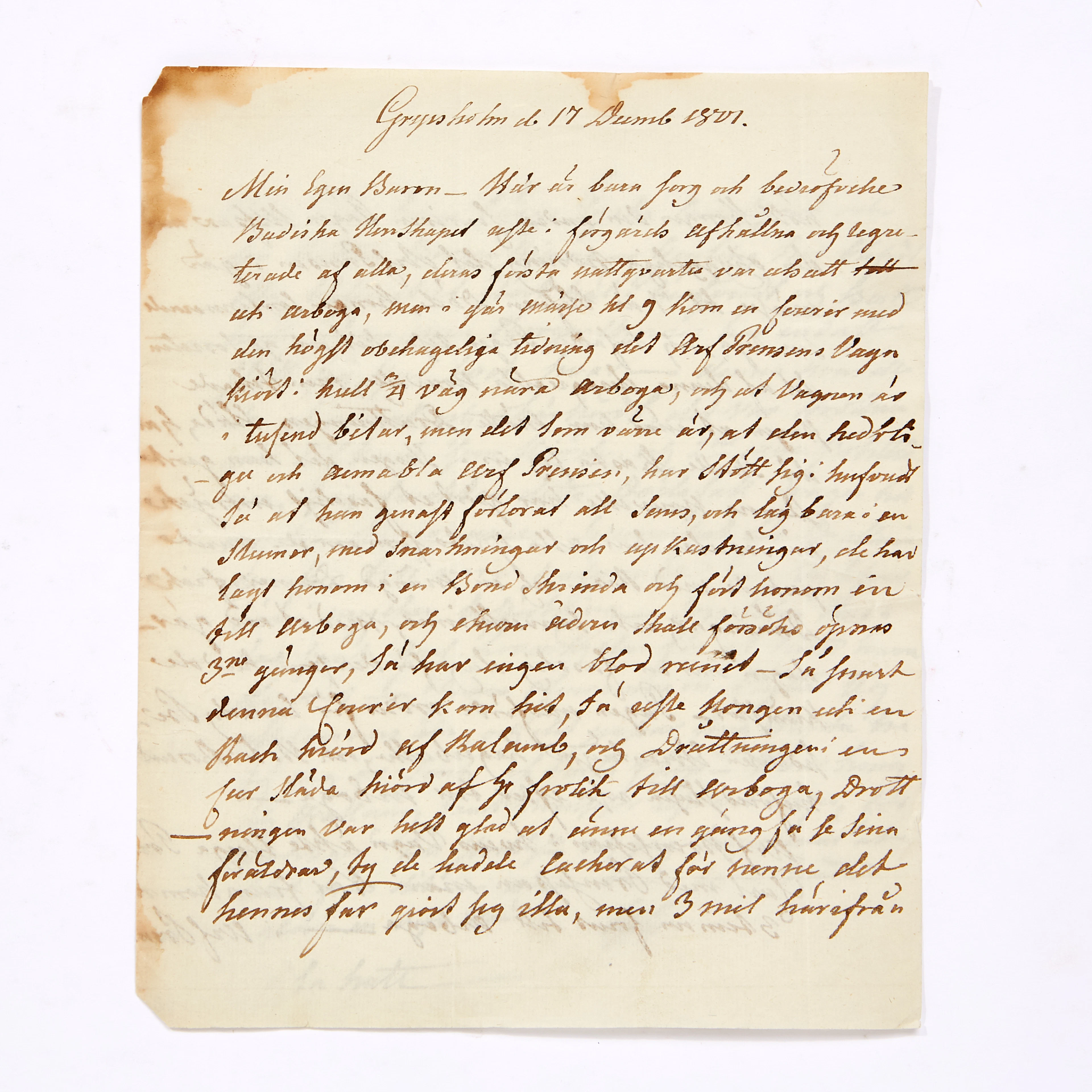 Brev rörande Karl Ludvig av Badens död 1801
