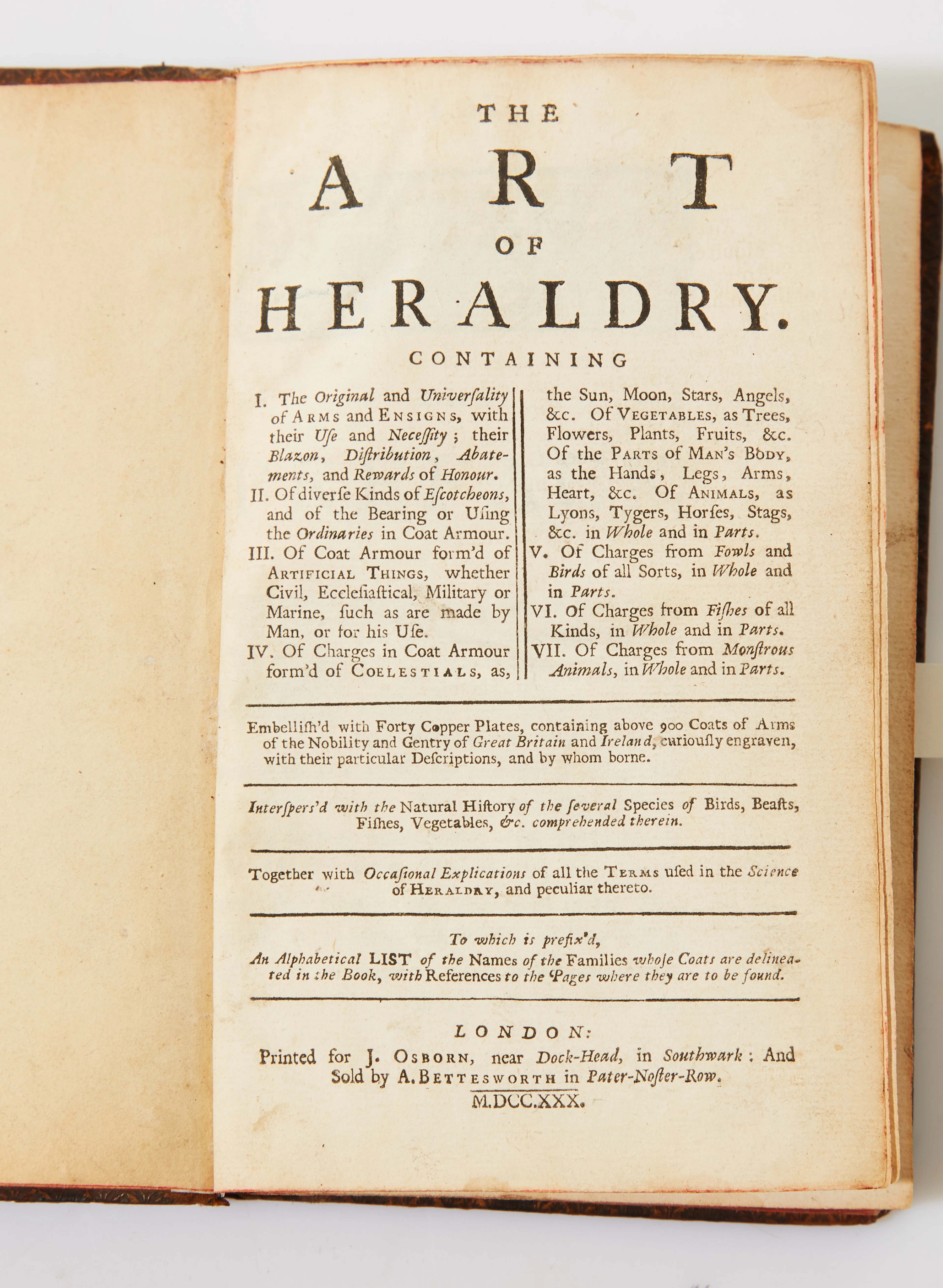 Blome's The Art of Heraldry 1730