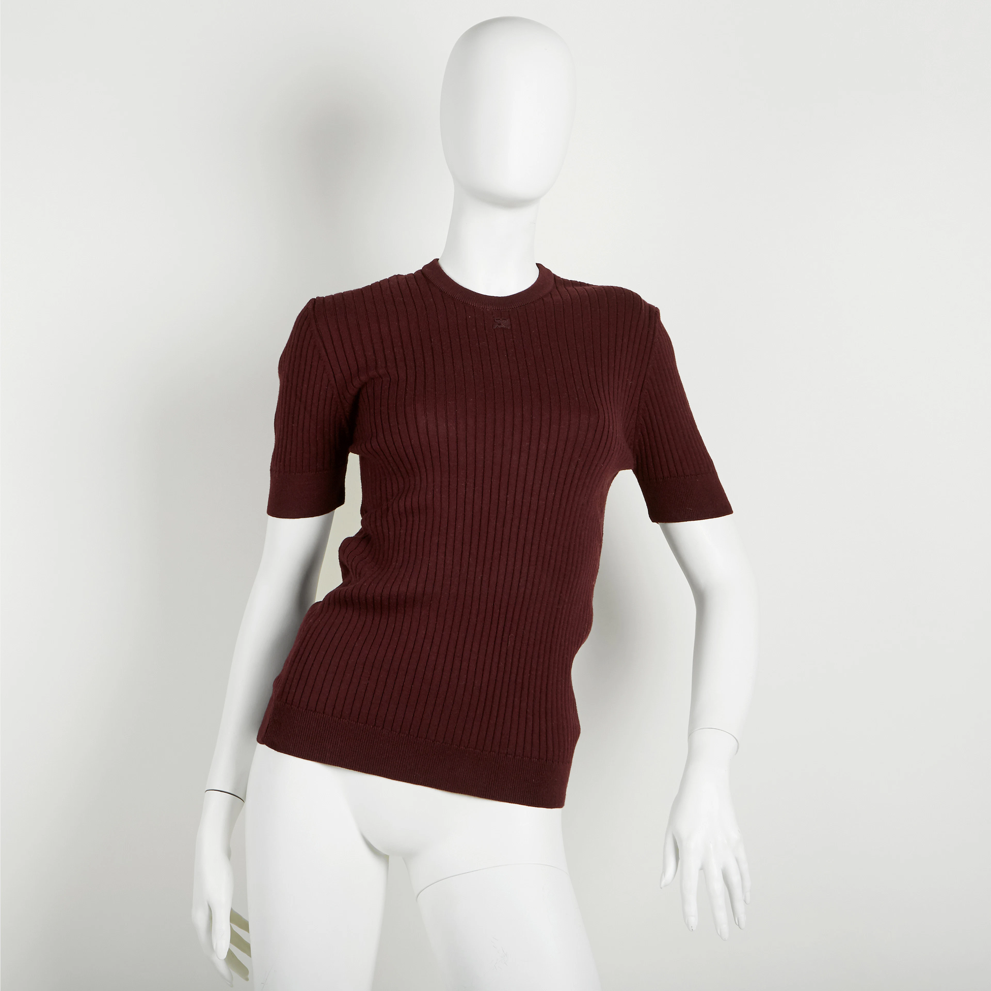 André Courrèges kortärmad jumper i vinrött