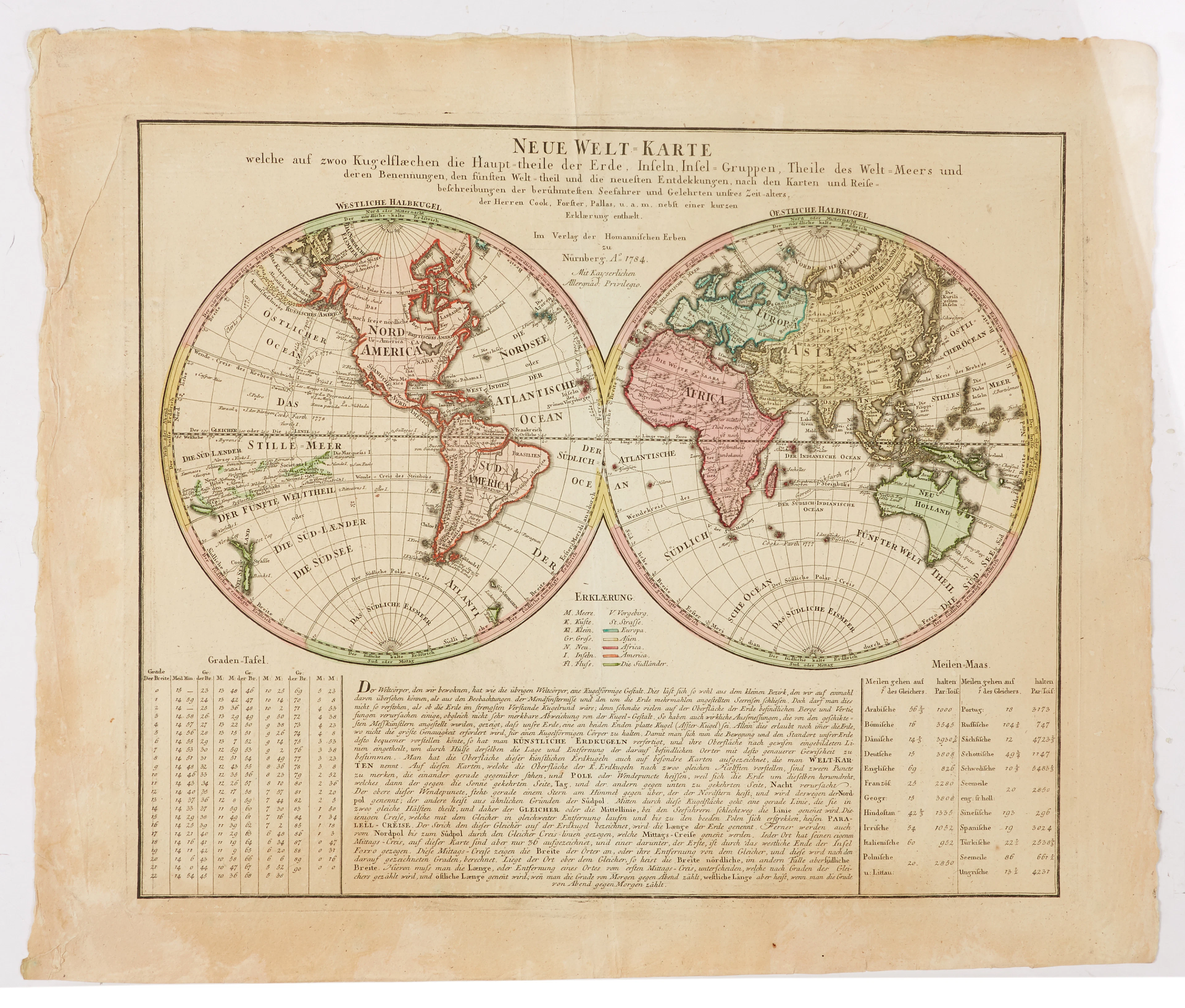 World map by Homann heir's 1784